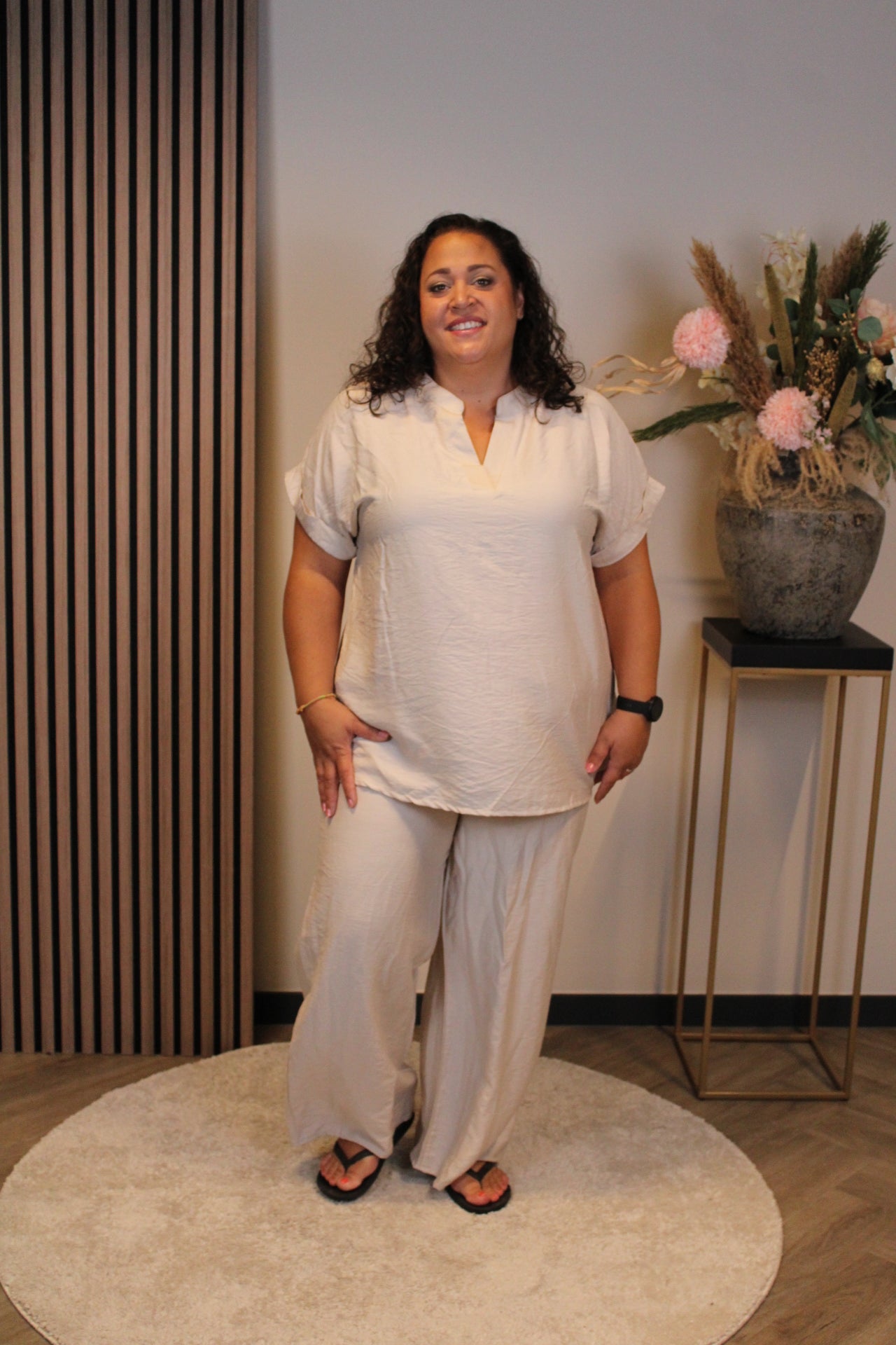 Joyce | Top beige viscose