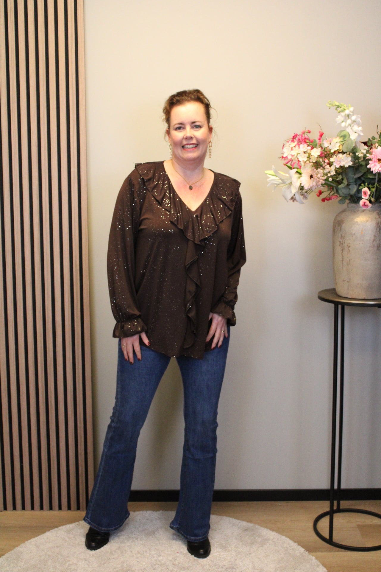 Sabine glitter | Blouse bruin 38 t/m 48