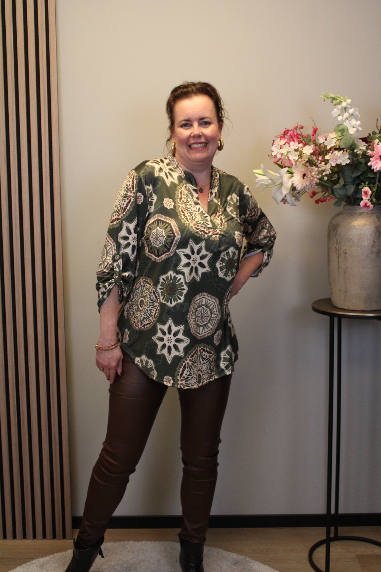 Sabine | Blouse groen lange mouw 38 t/m 48