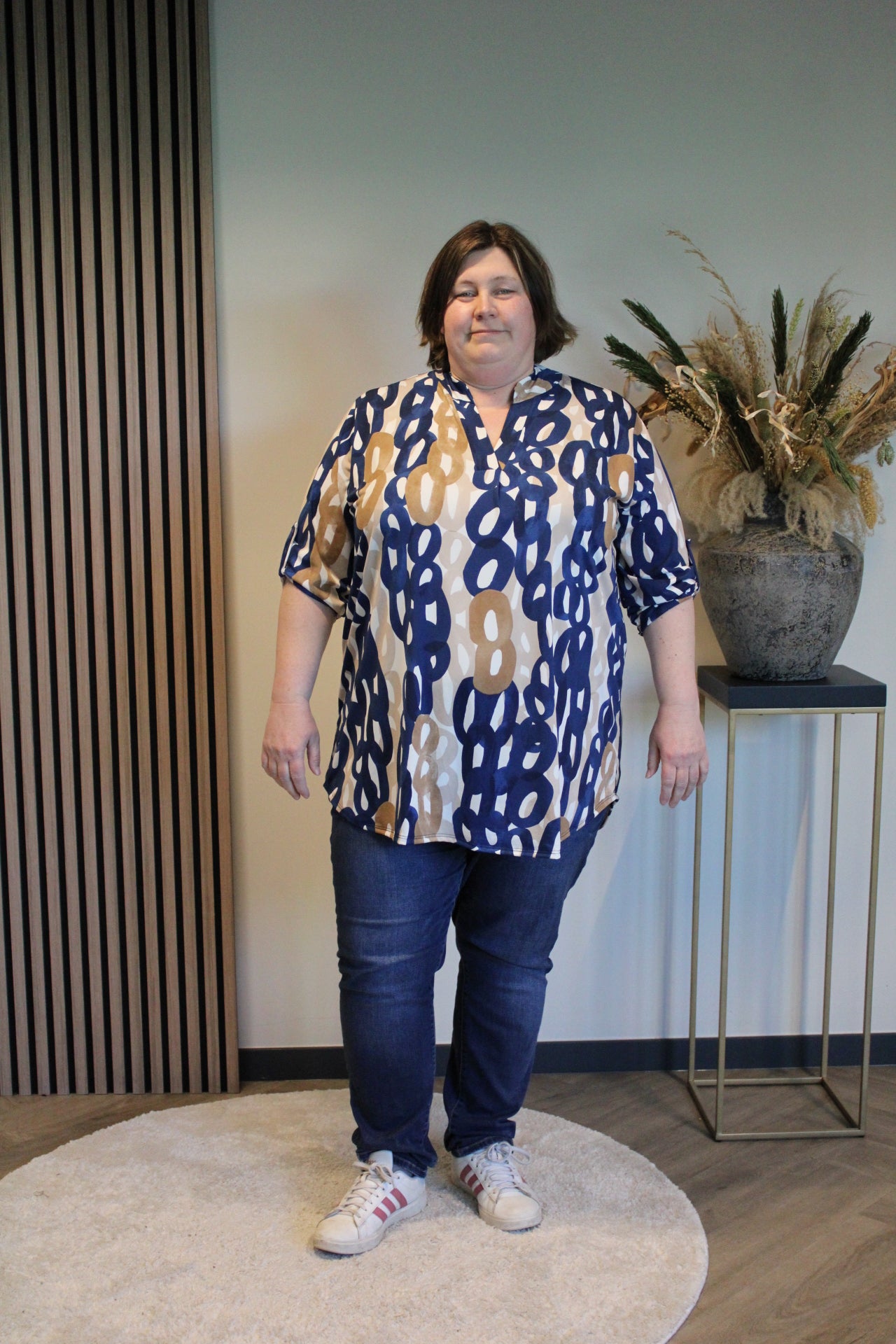 Marleen | Blouse blauw 52 t/m 58