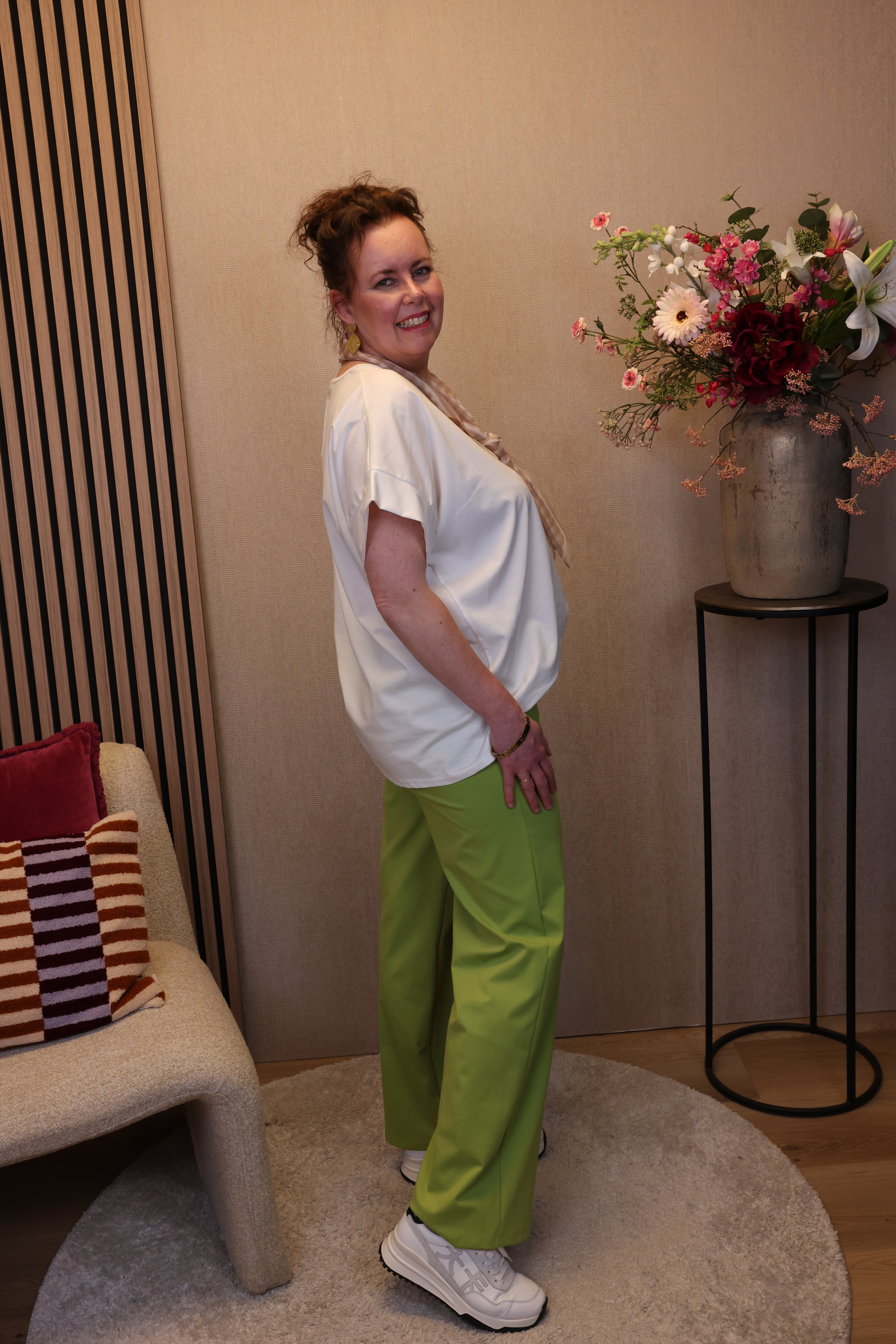 Saar | Luxe broek groen