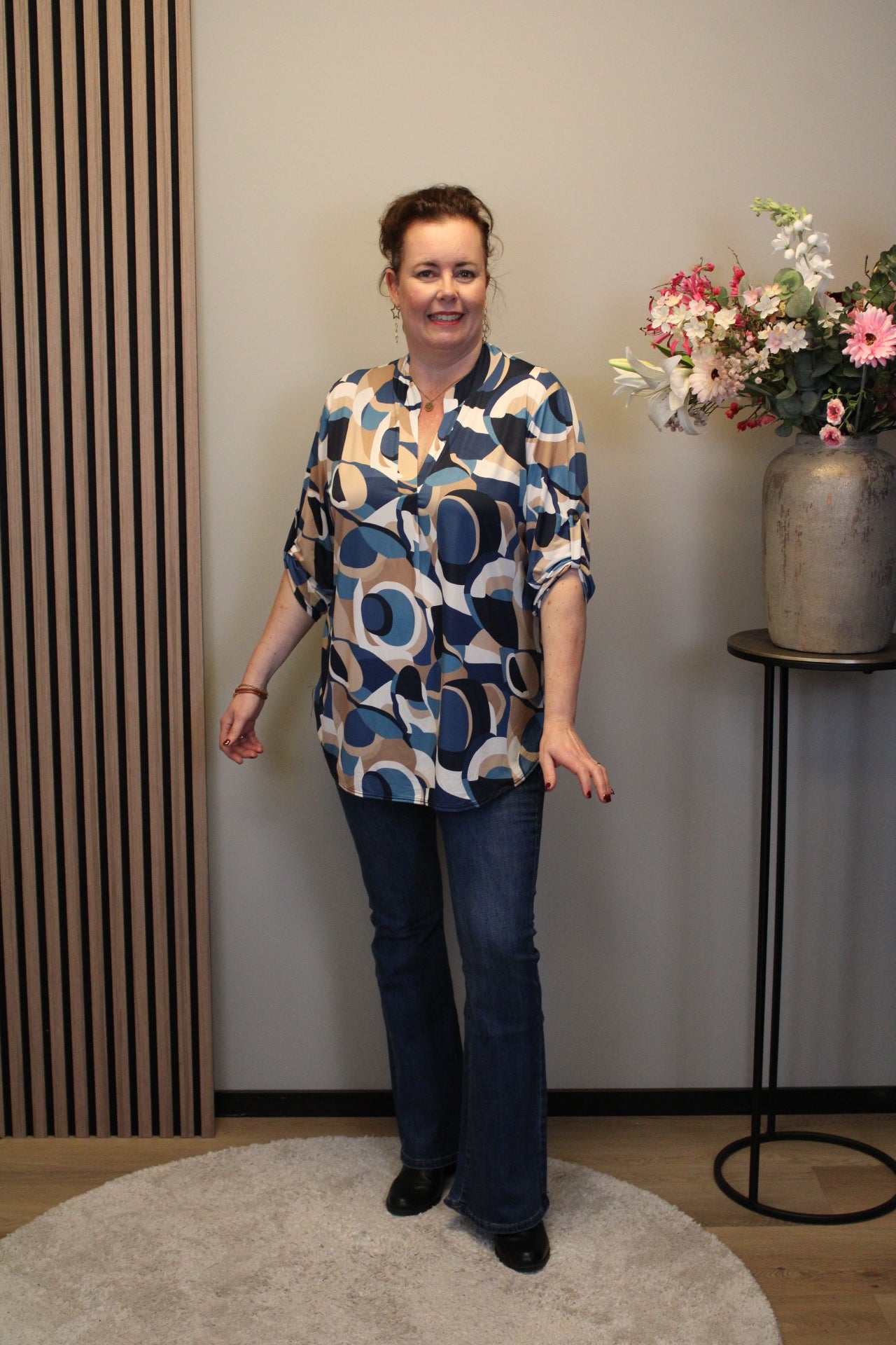 Ivette | Blouse blauw lange mouw 38 t/m 48