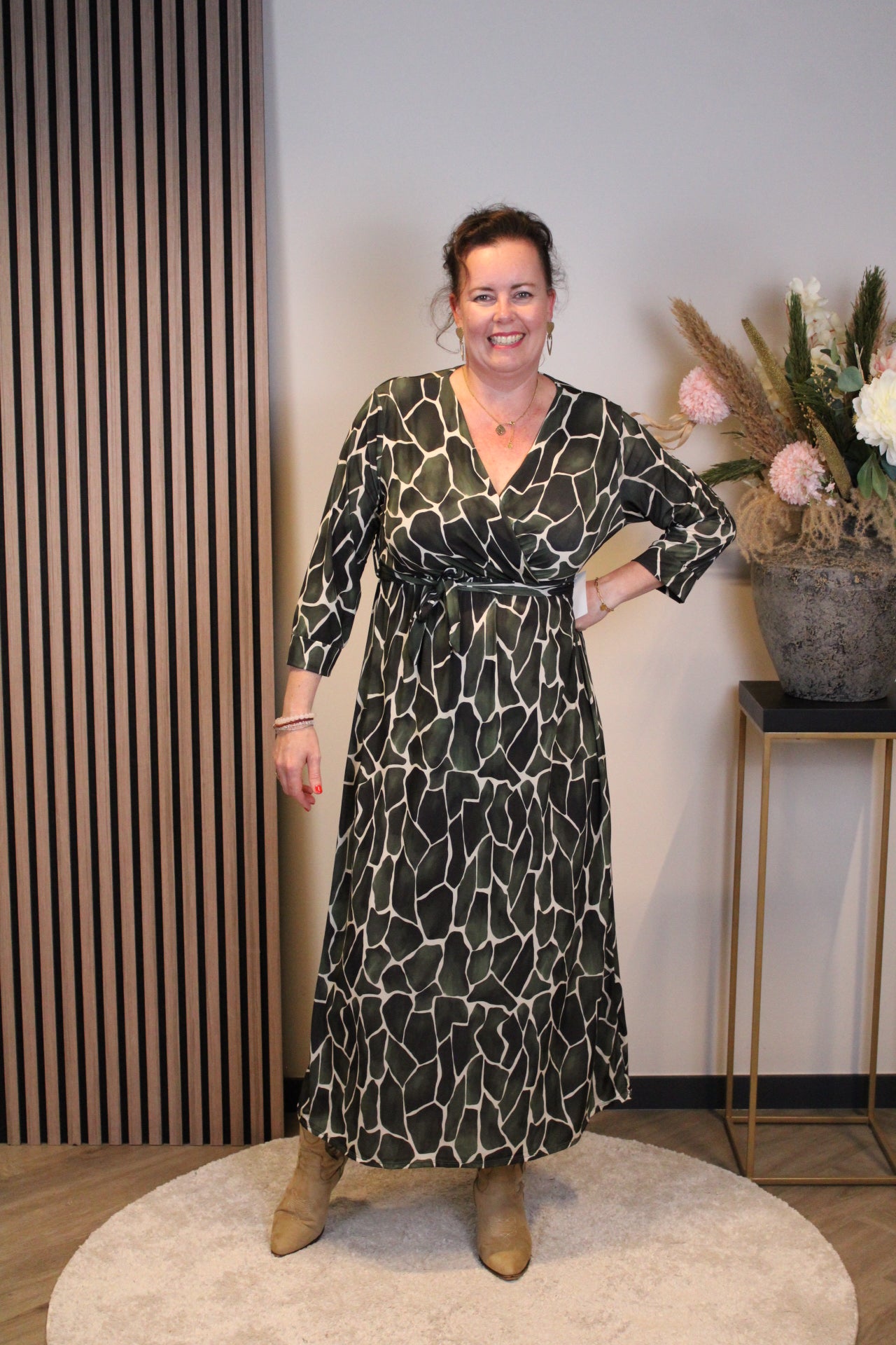 Leona | Jurk groen lange mouw 46 t/m 50