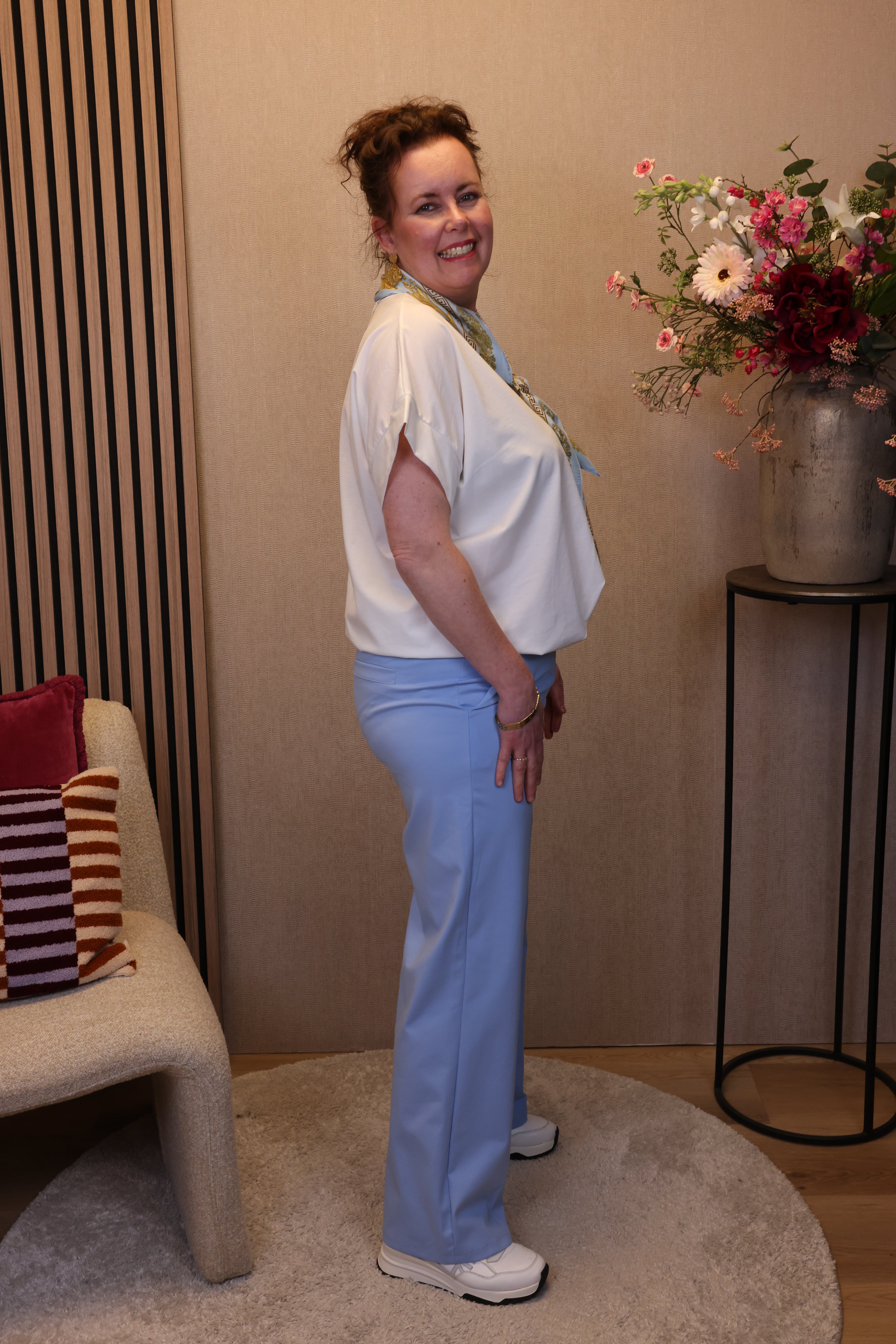 Saar | Luxe broek baby blauw