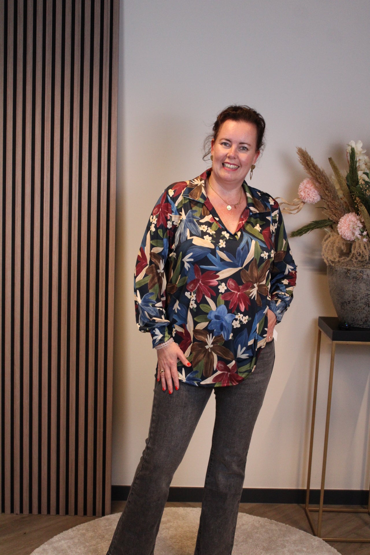 Verona | Blouse blauw met kraagje 38 t/m 48