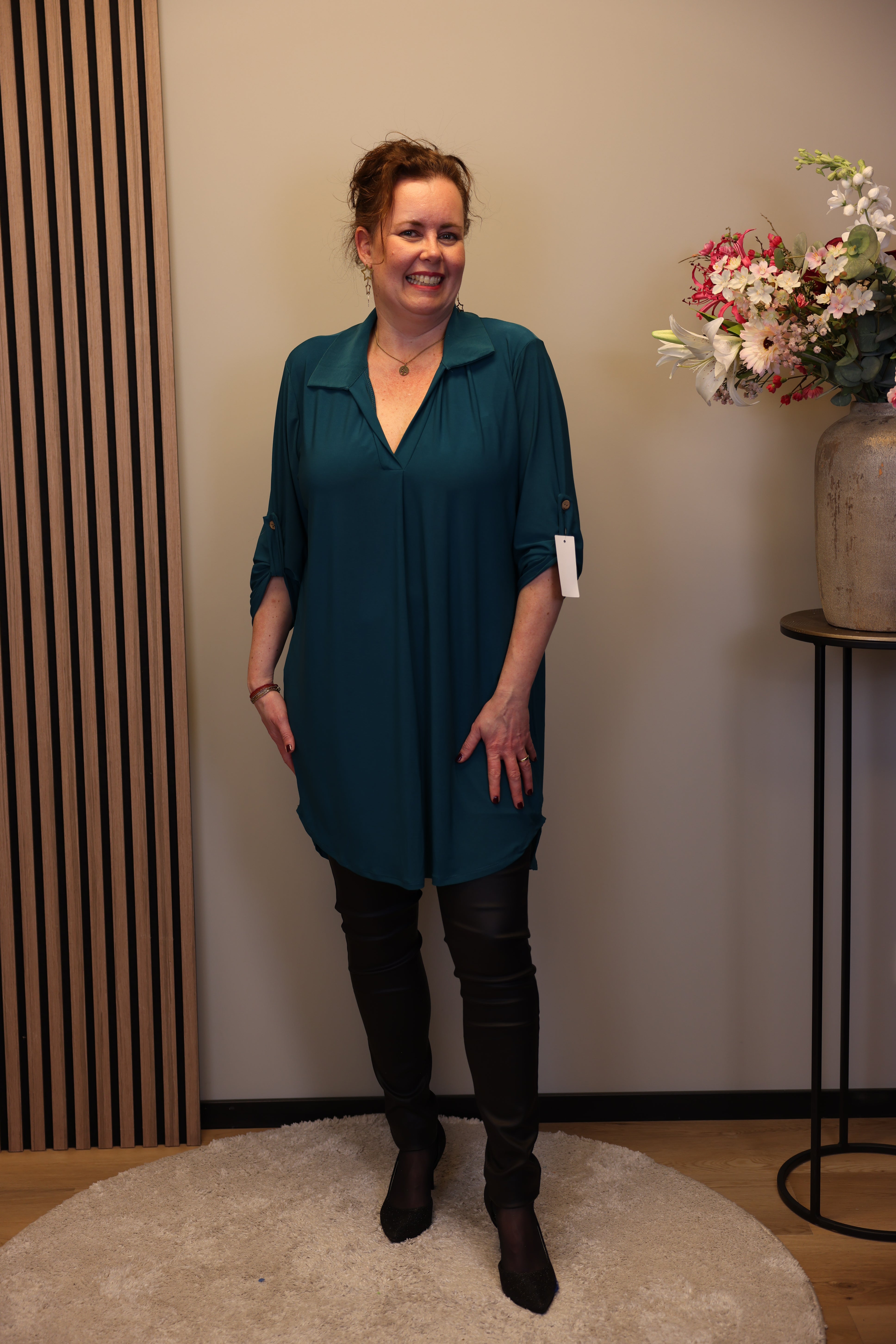 Marieke | tuniek aqua met kraagje 38 t/m 48