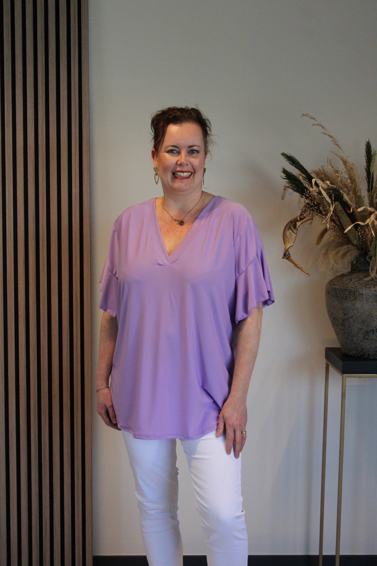 Mayra | Blouse korte mouw paars 40 t/m 48