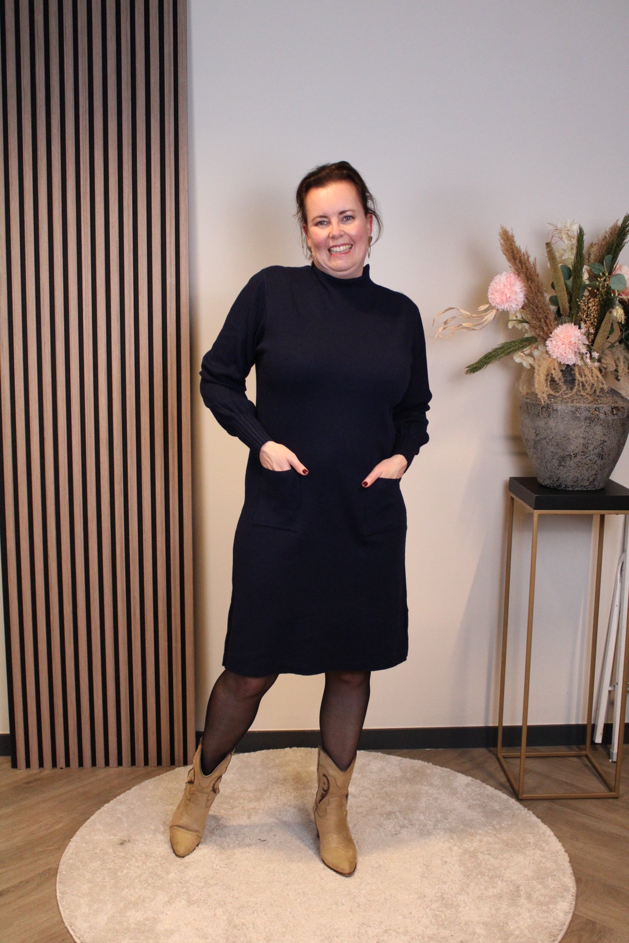 Elara | Gebreide jurk navy 38 t/m 42