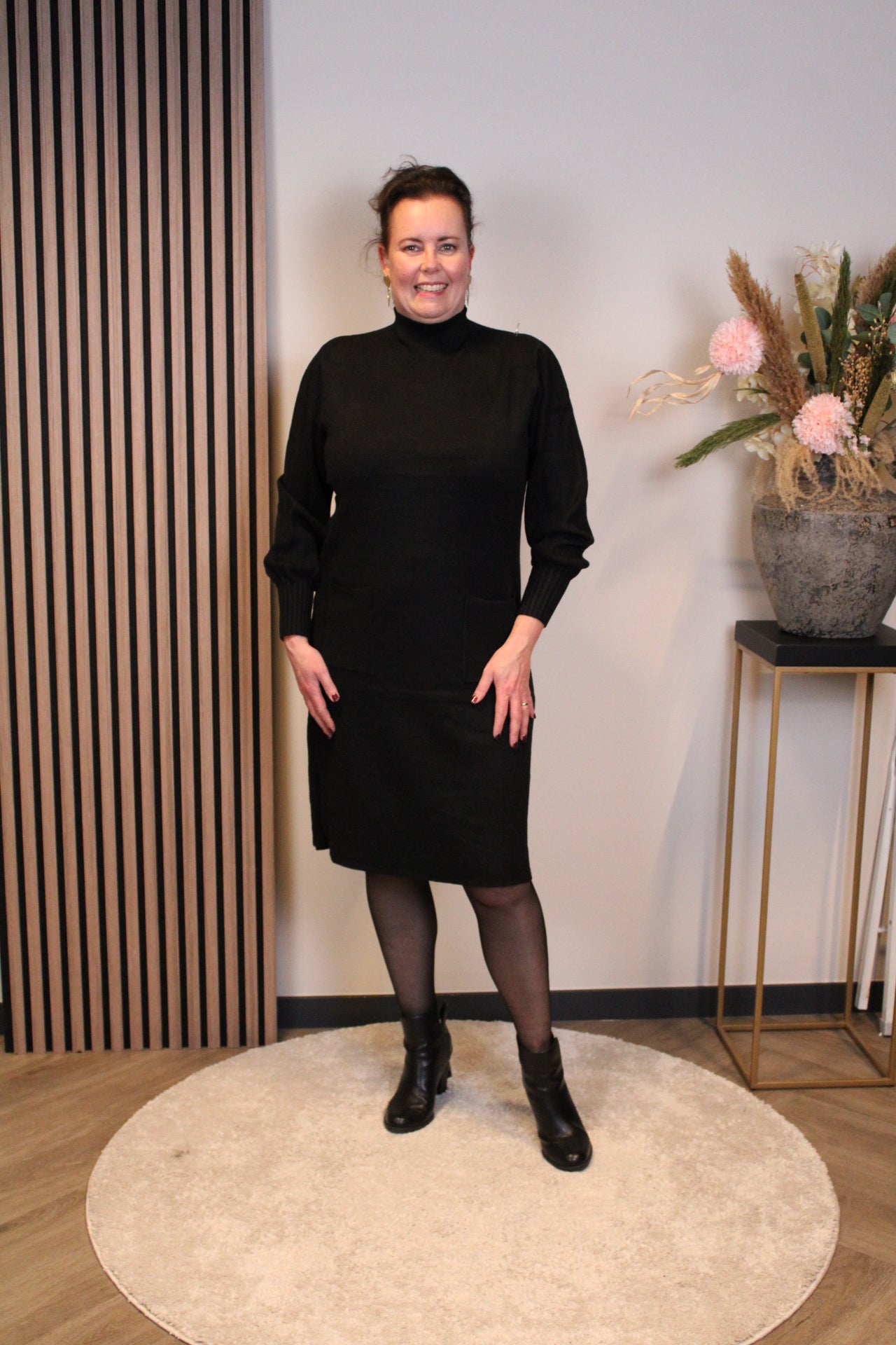 Elara | Gebreide jurk zwart 44 t/m 48