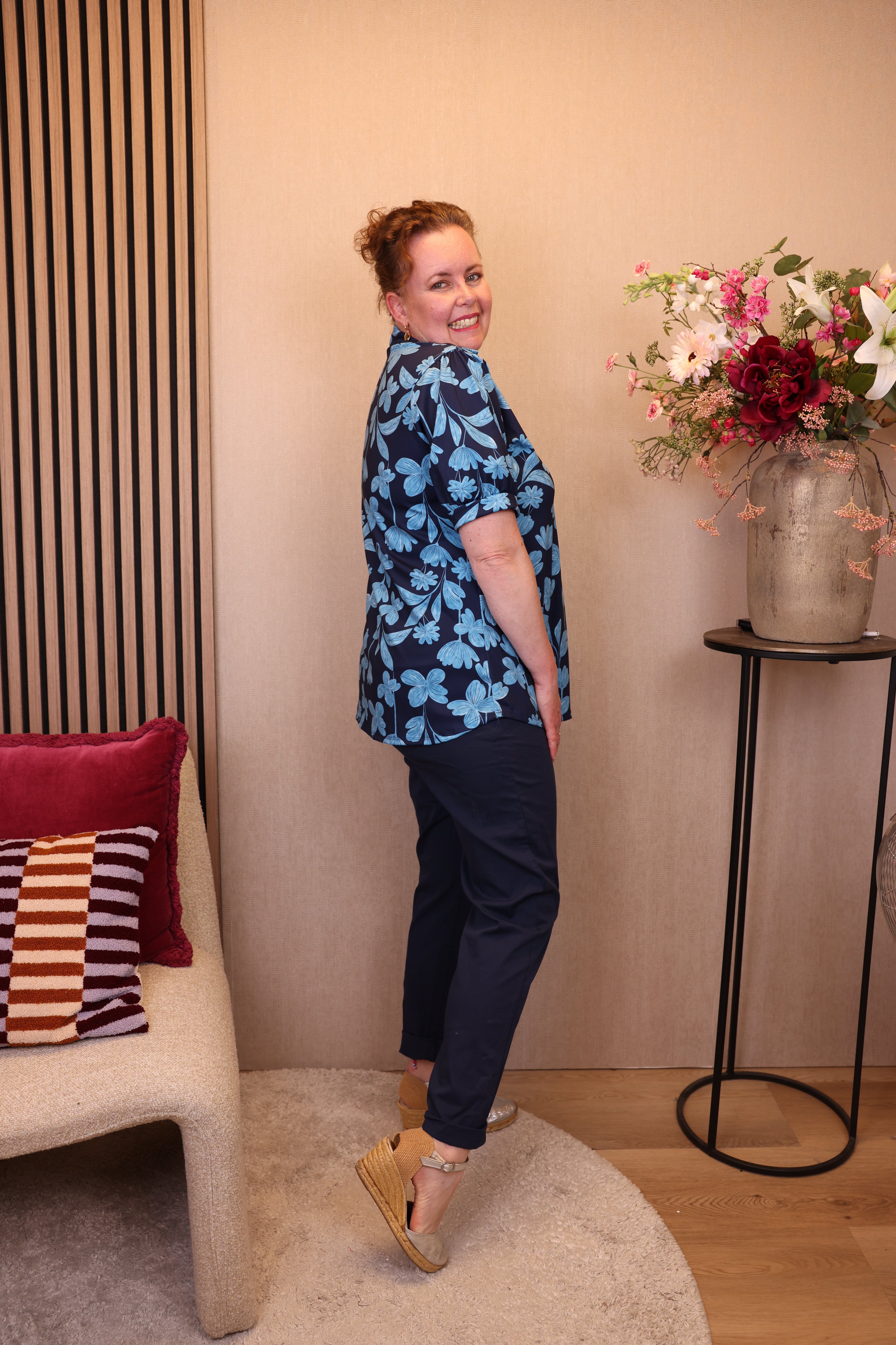 Lara | Top met kraagje blauw