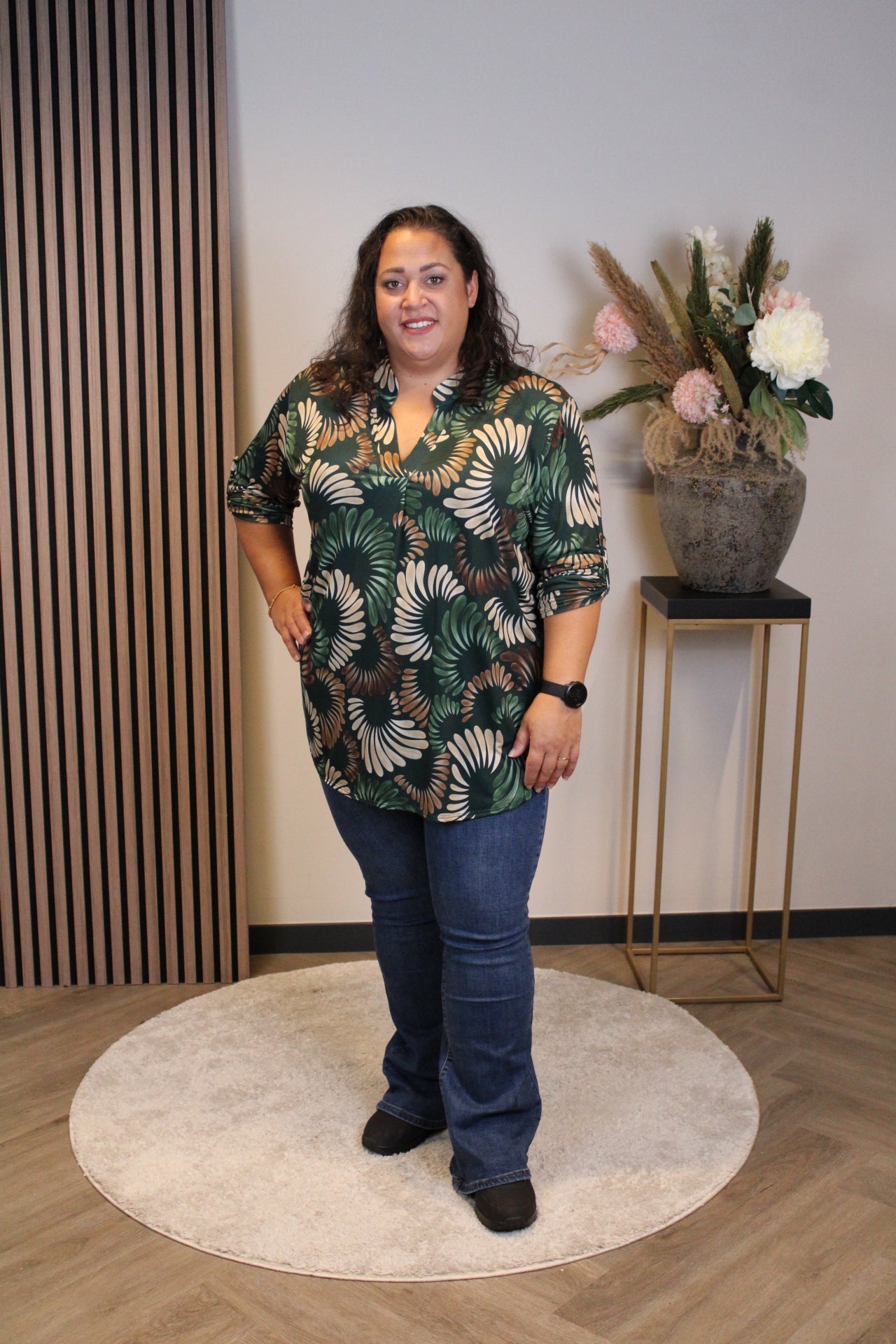 Margriet | Blouse groen lange mouw 48 t/m 52