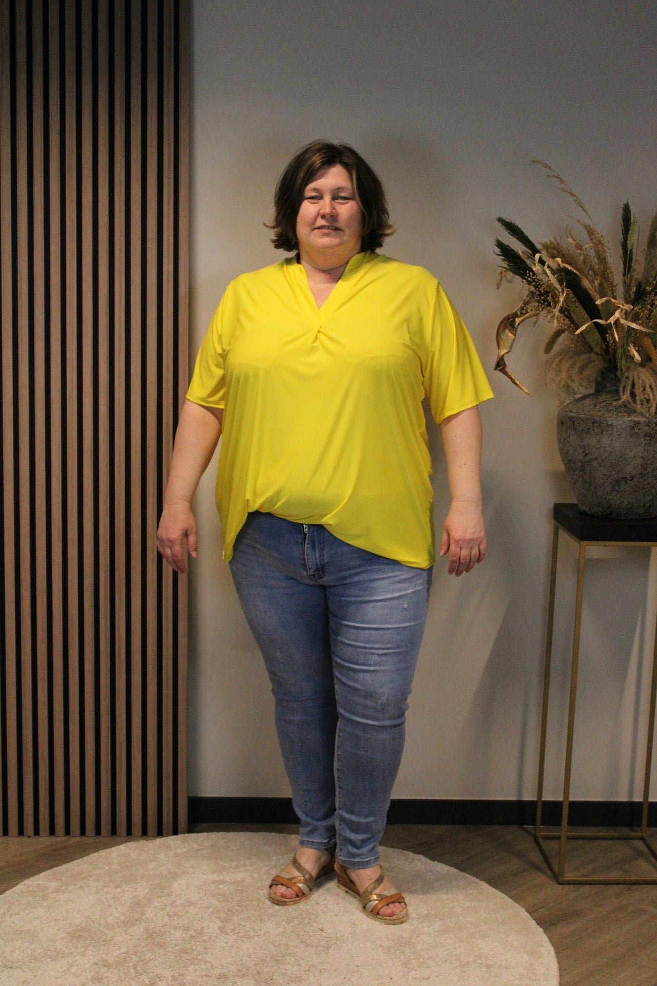 Juna | Blouse geel korte mouw 52 t/m 58