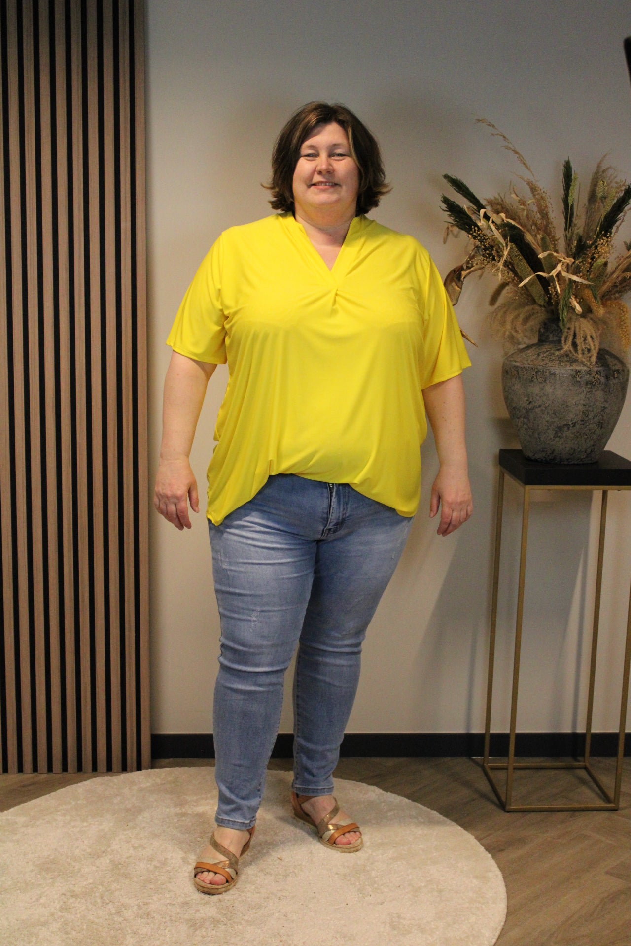 Juna | Blouse geel korte mouw 52 t/m 58