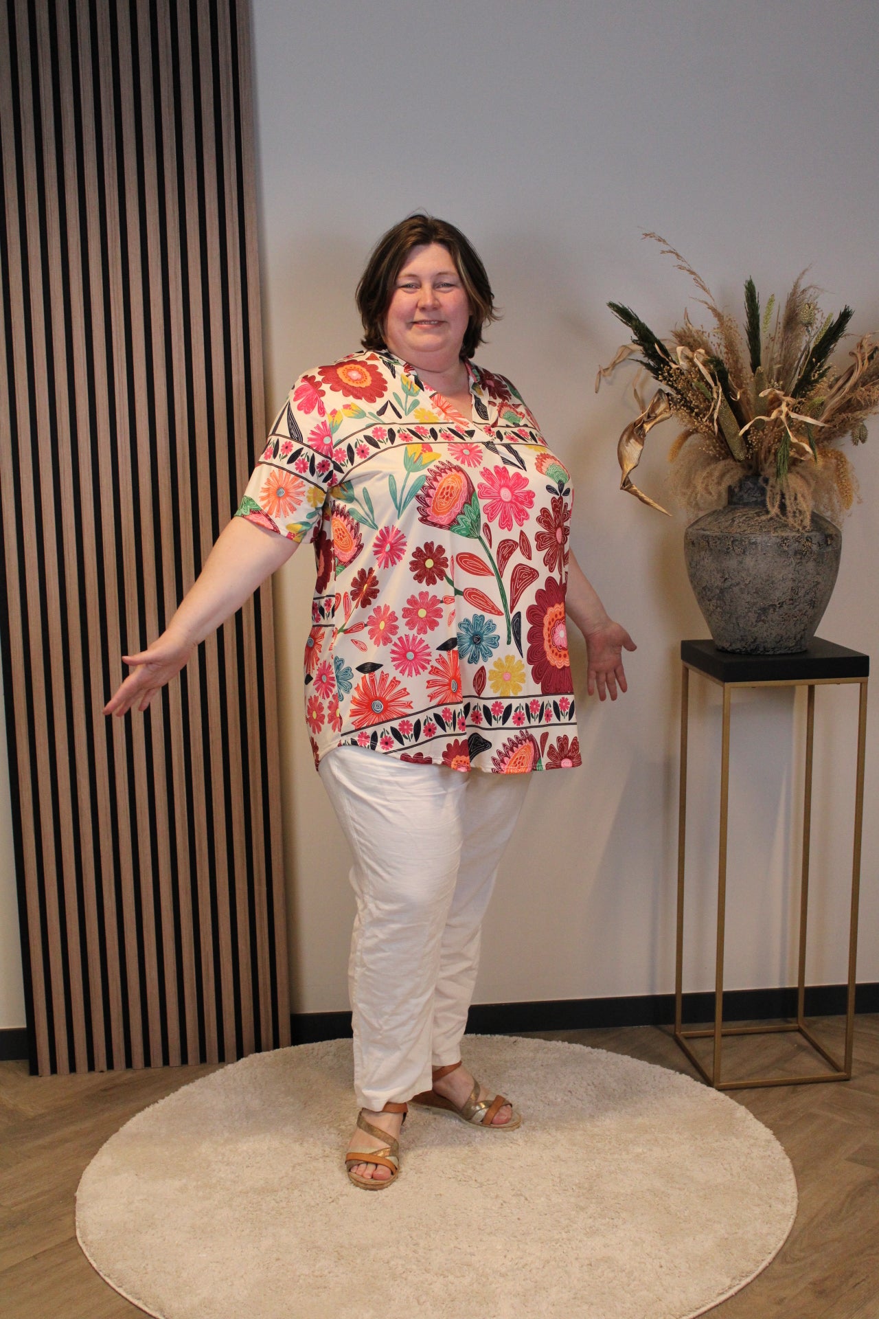 Amelie | Blouse roze korte mouw 52 t/m 58