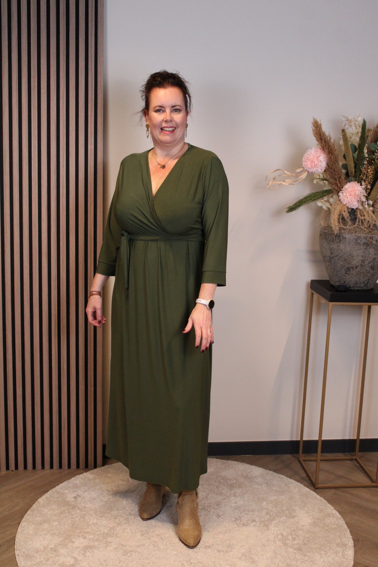 Fresia | Jurk groen lange mouw 46 t/m 50