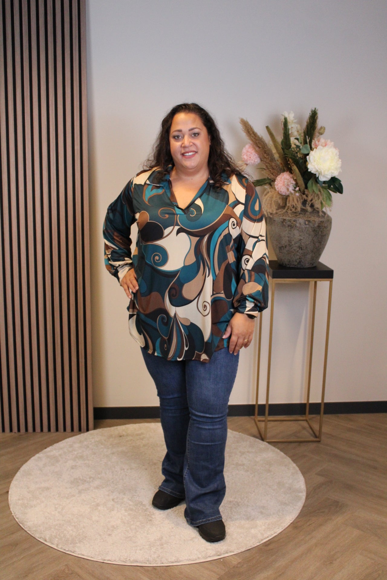 Angelina | Blouse met kraagje aqua 48 t/m 52