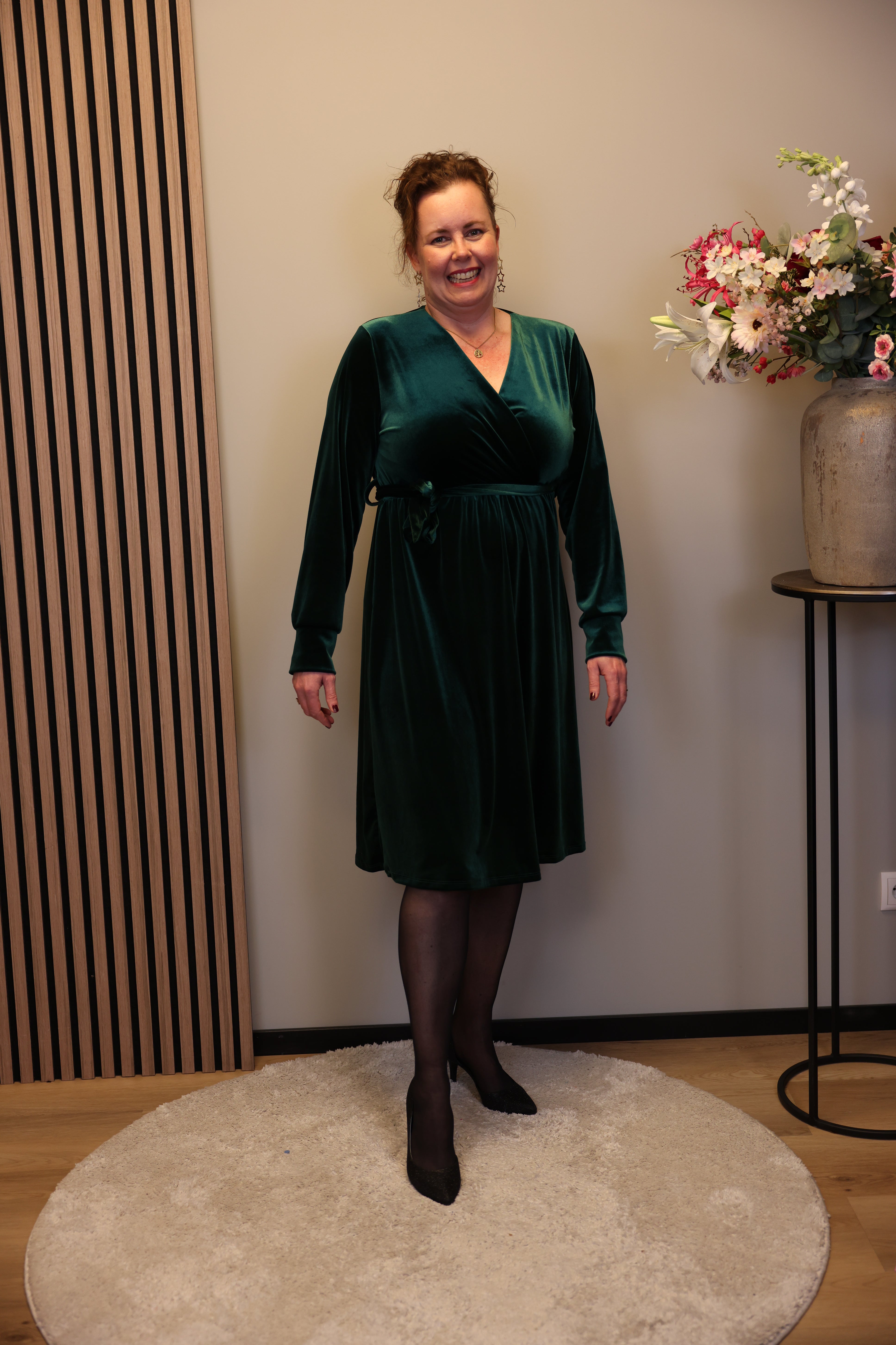 Angelina | Jurk velours groen