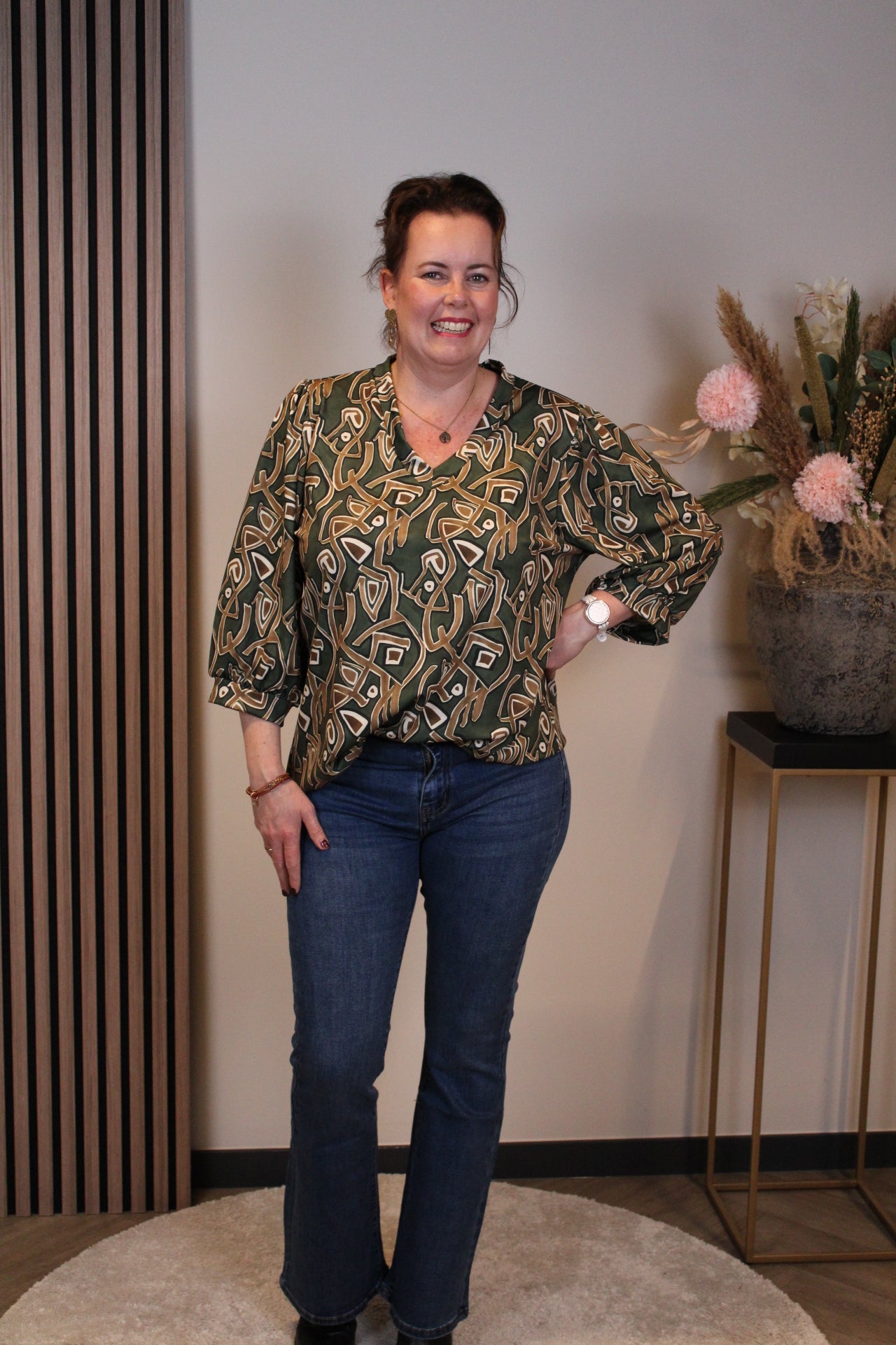 Sam | Top groen 3/4-mouw 46 t/m 50