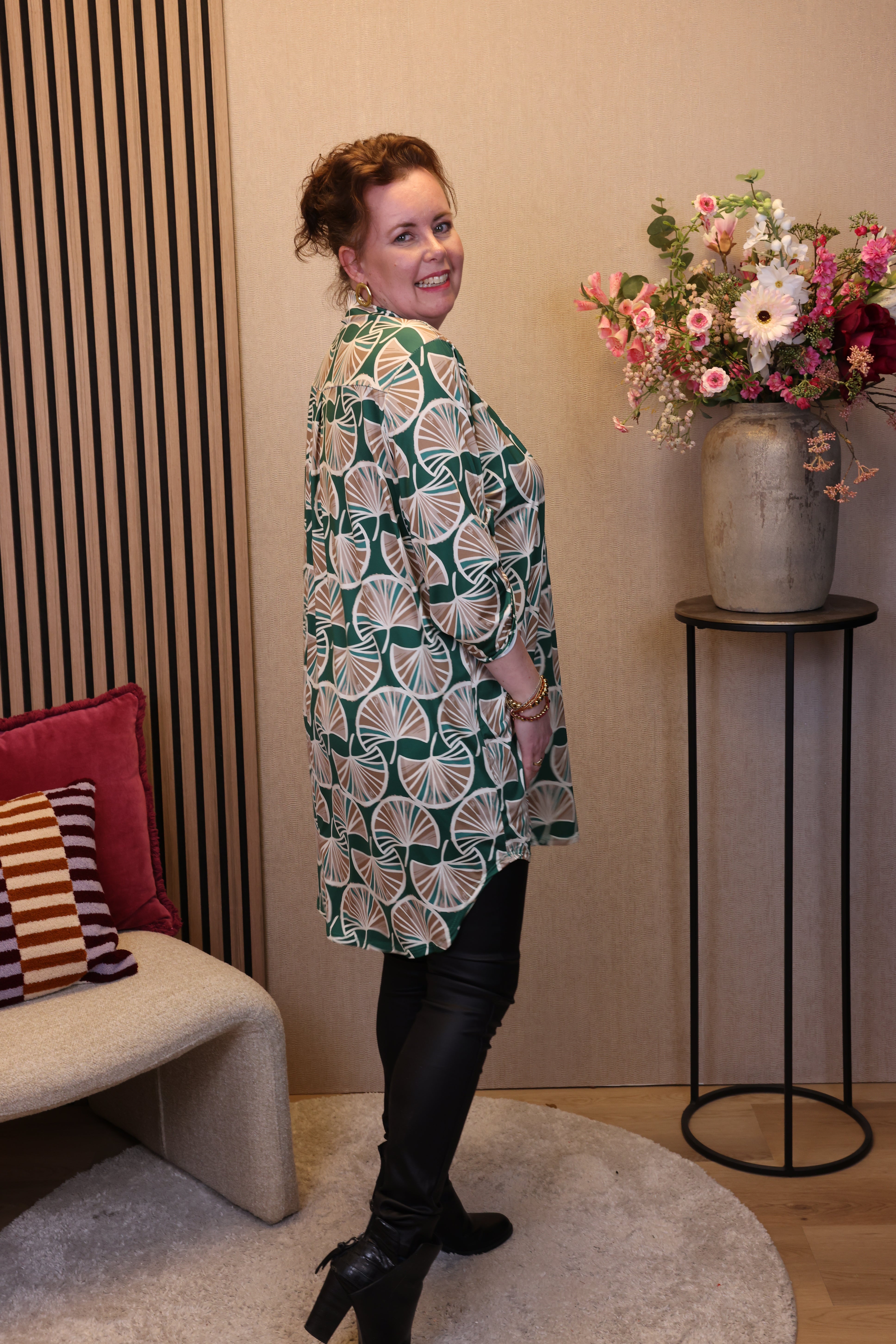 Marijke | tuniek apple groen met kraagje 38 t/m 48