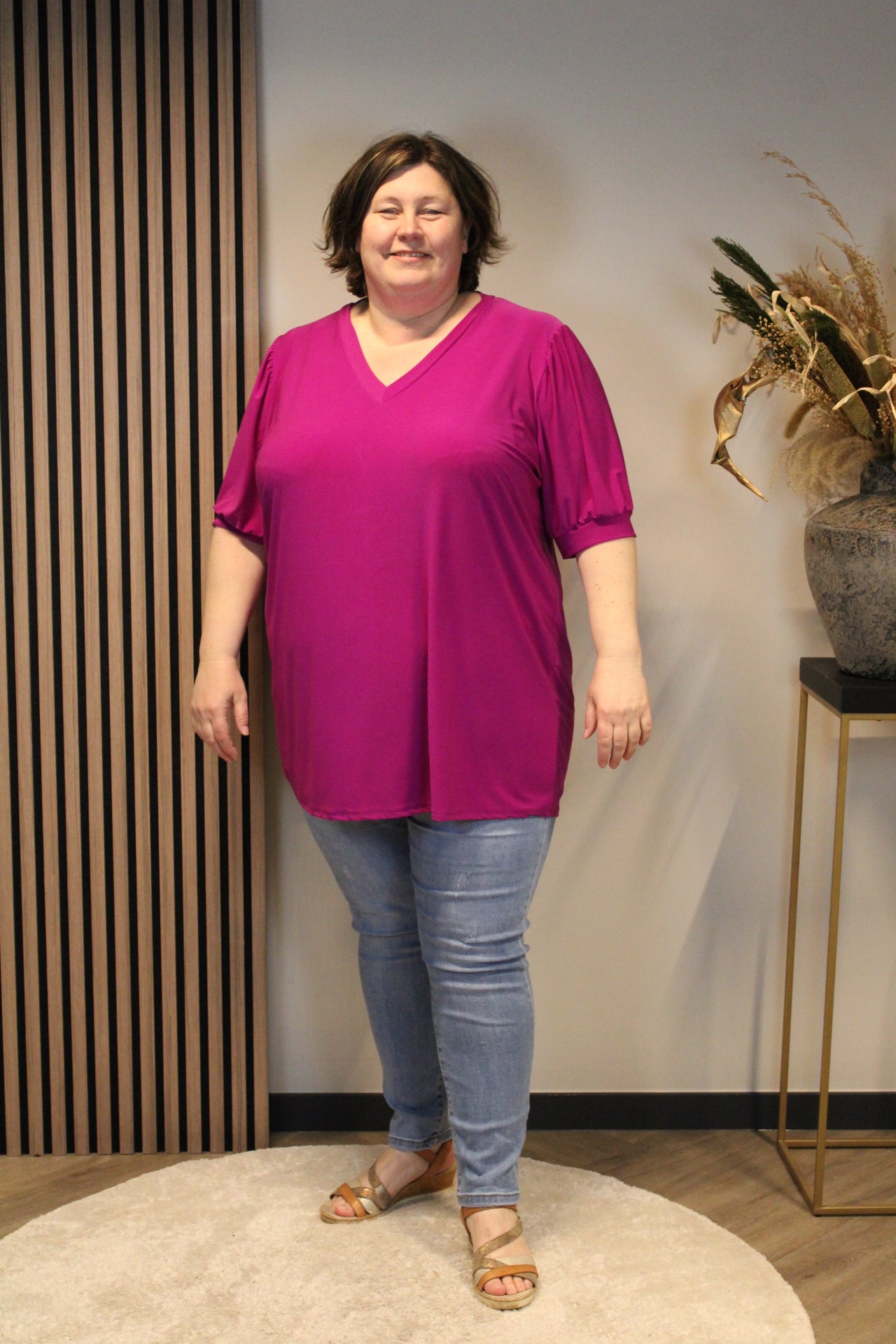 Fay | Blouse donker roze korte mouw 52 t/m 58