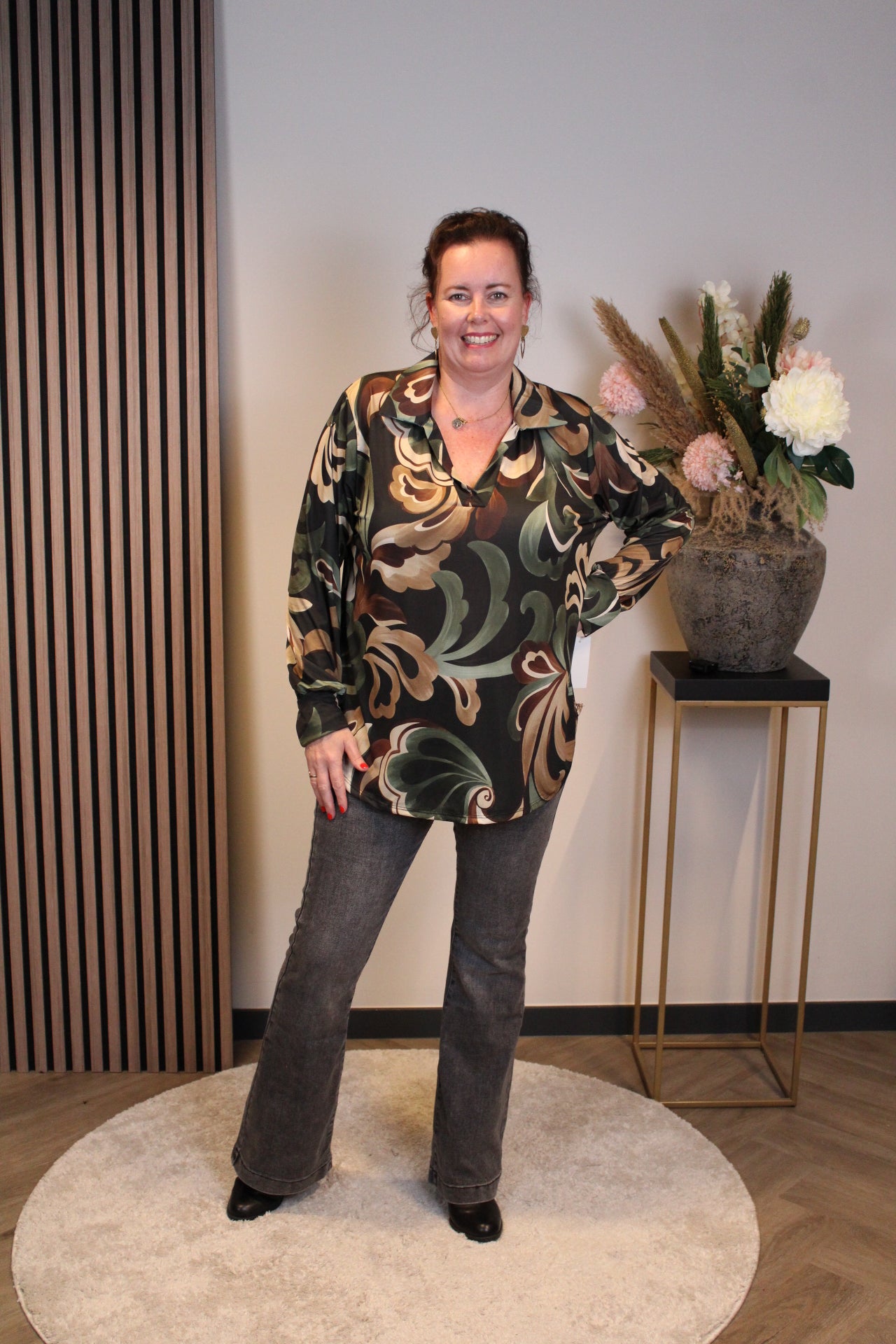 Astrid | Blouse groen met kraagje 38 t/m 48