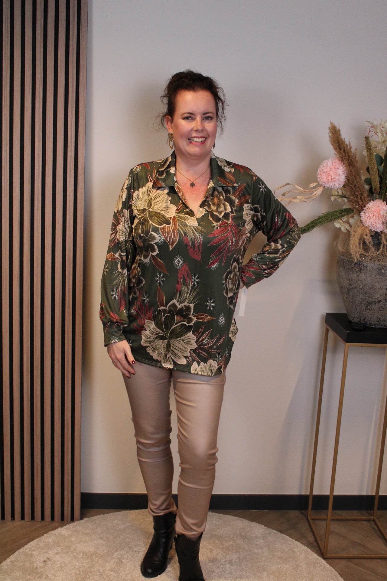Keira | Blouse met kraagje groen 48 t/m 52