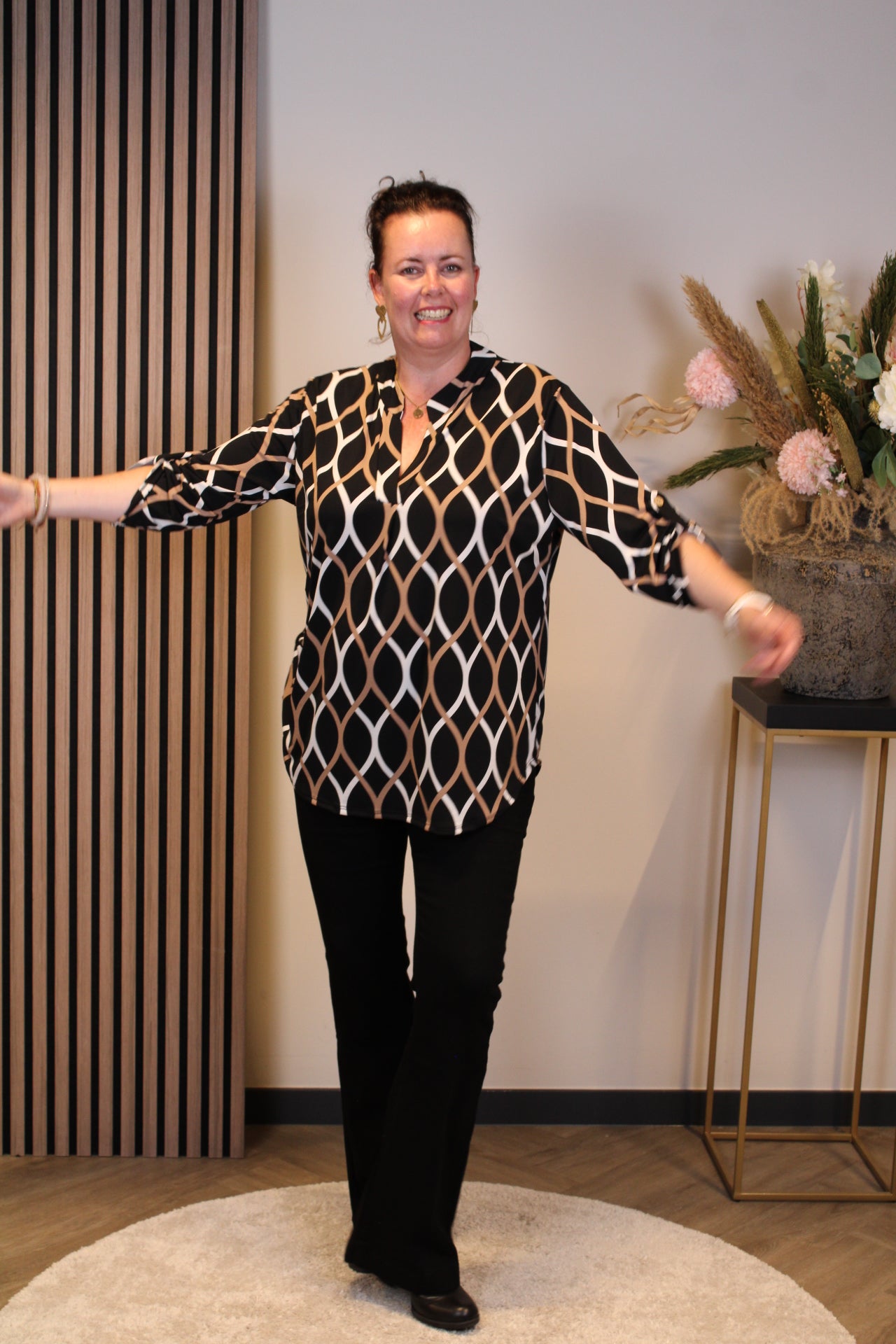 Hannah | Blouse zwart lange mouw 48 t/m 52