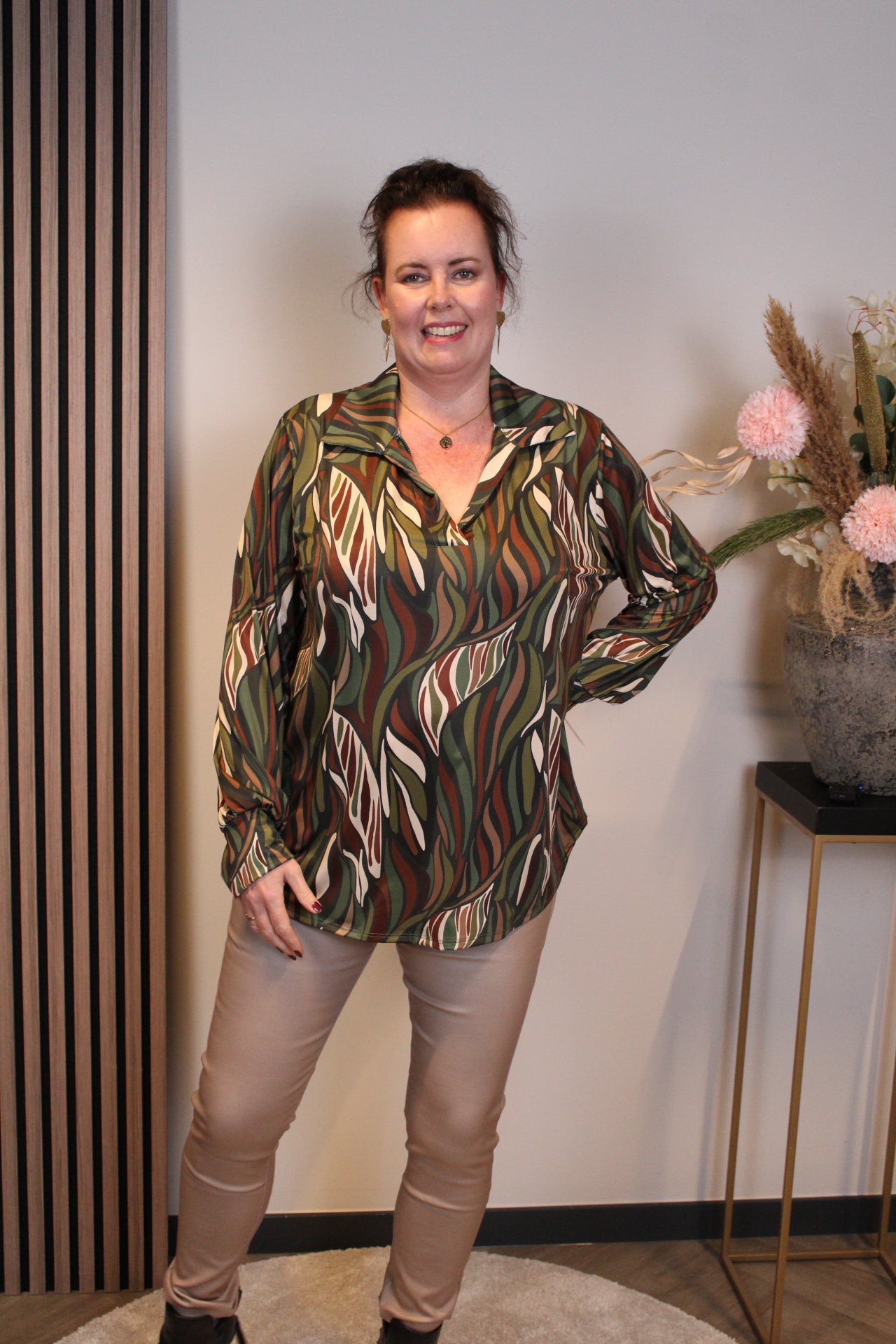 Lexi | Blouse groen met kraagje 38 t/m 48