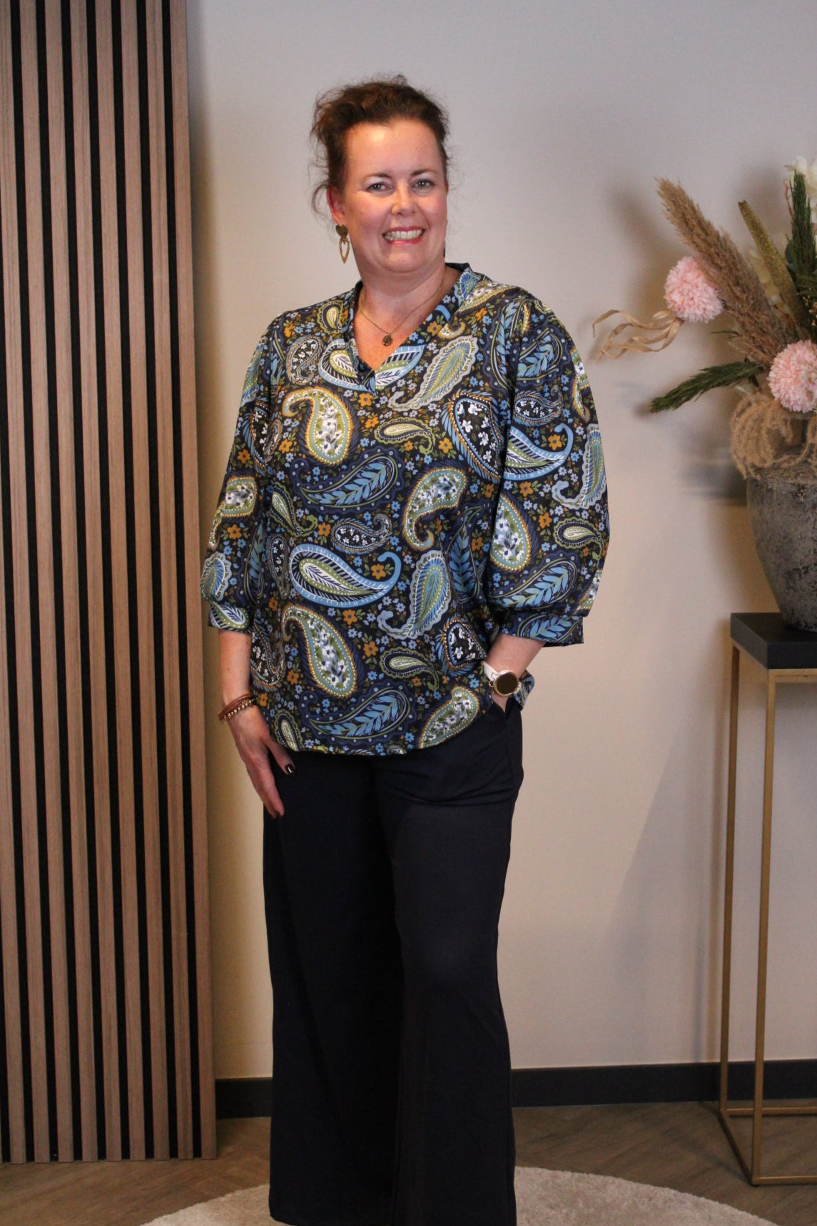 Pien | Top blauw 3/4-mouw 46 t/m 50