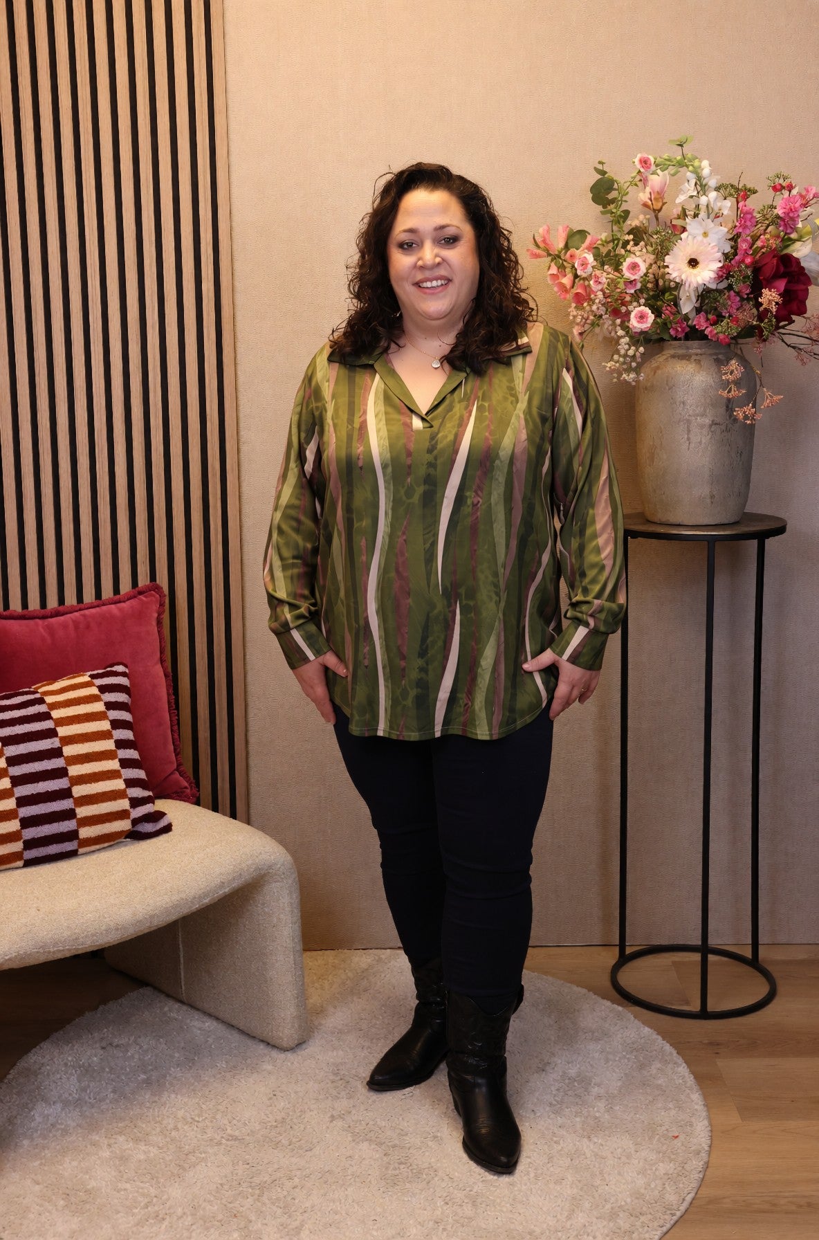 Fenna | Blouse groen met kraagje