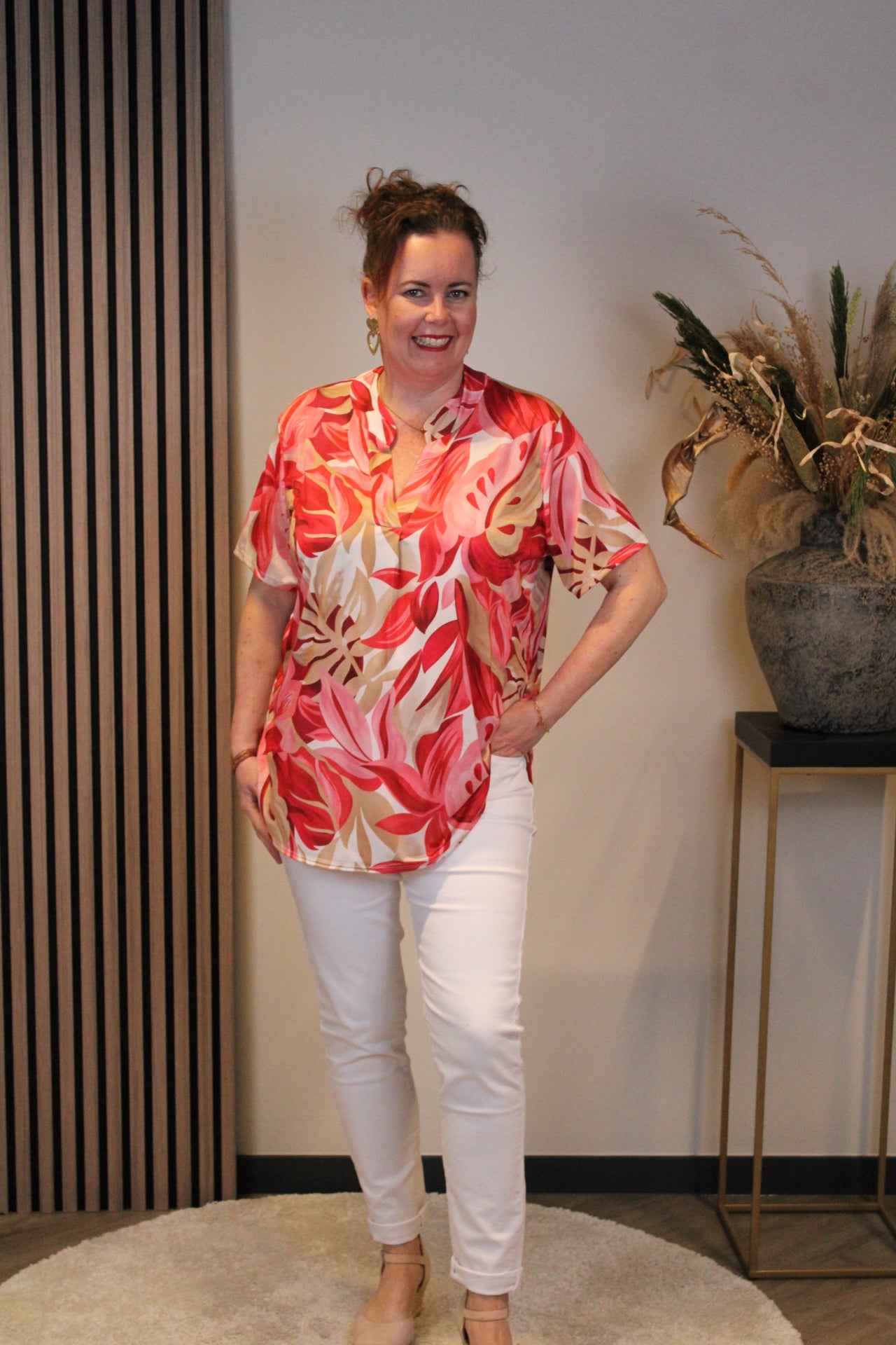 Chloe | Blouse rood korte mouw 38 t/m 48