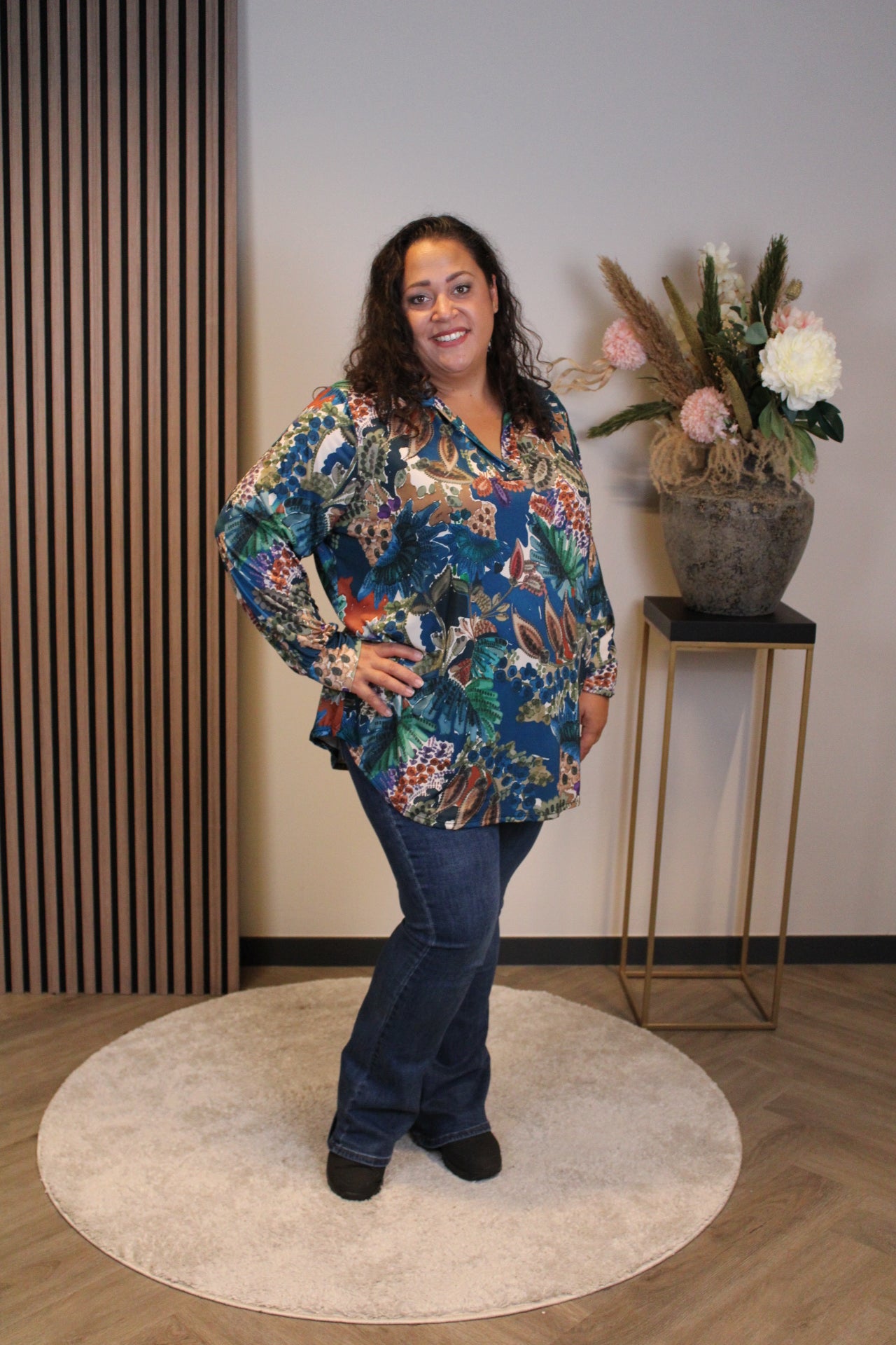 Helena | Blouse met kraagje blauw 48 t/m 52