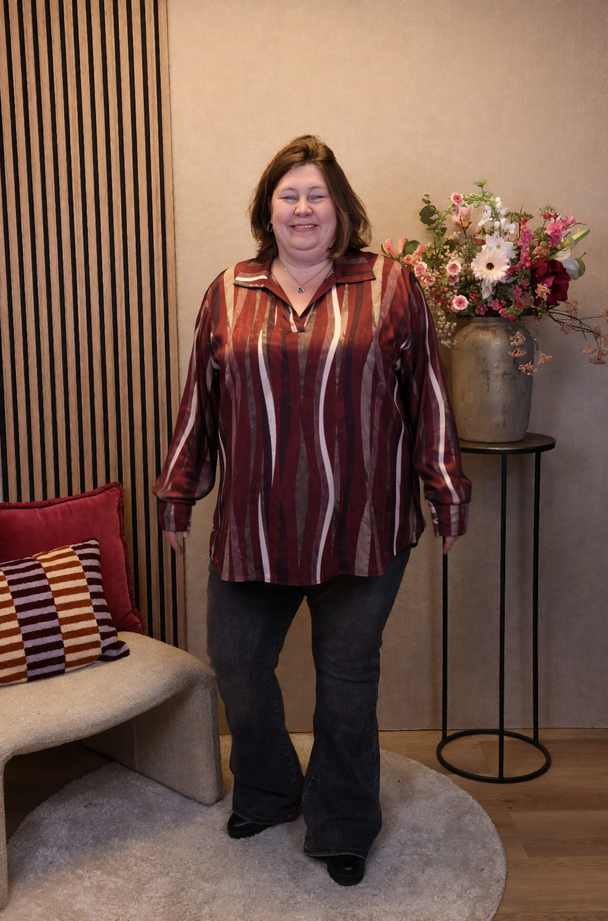 Fenna | Blouse roze met kraagje