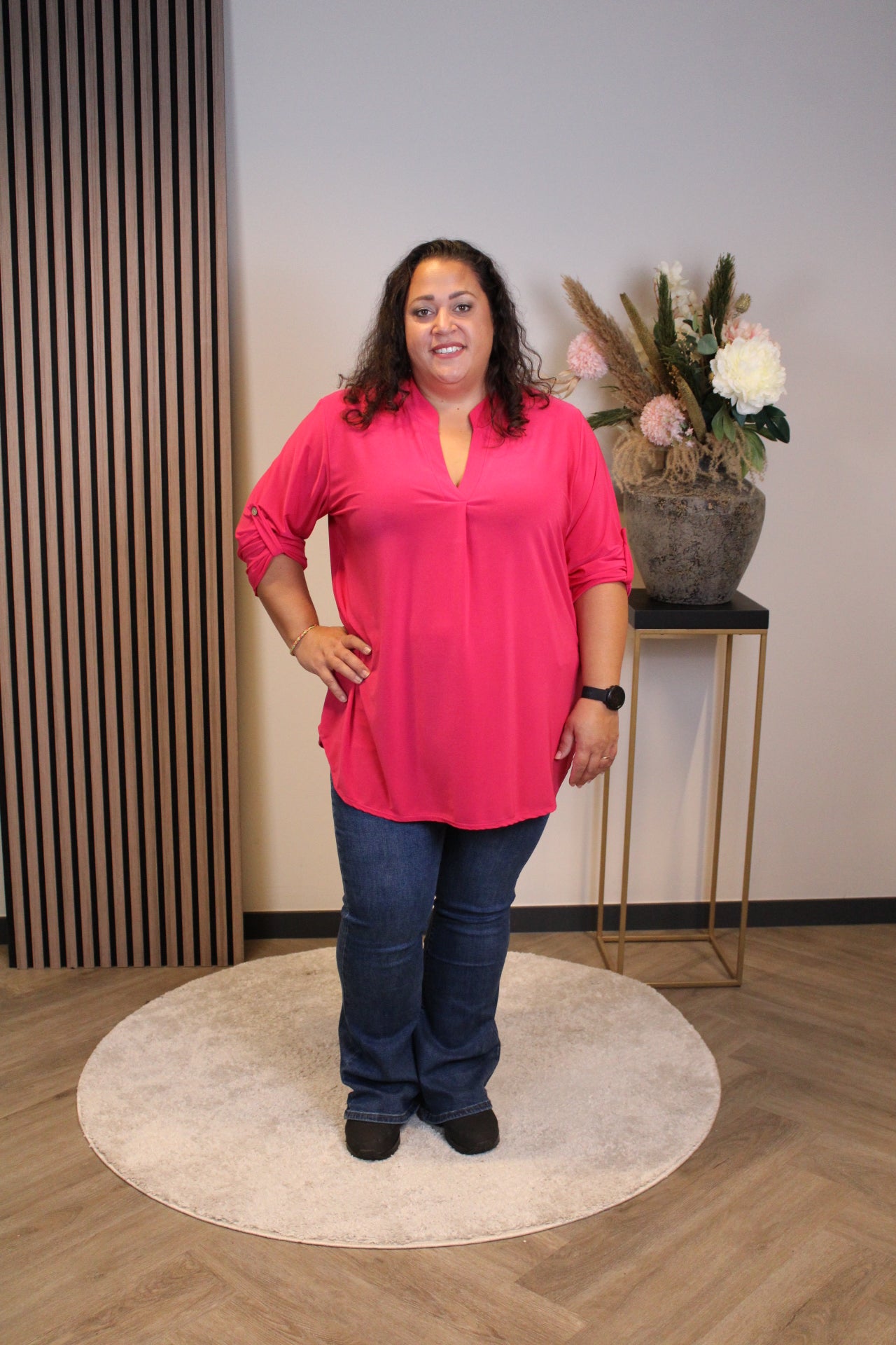 Mara | Blouse roze lange mouw 48 t/m 52