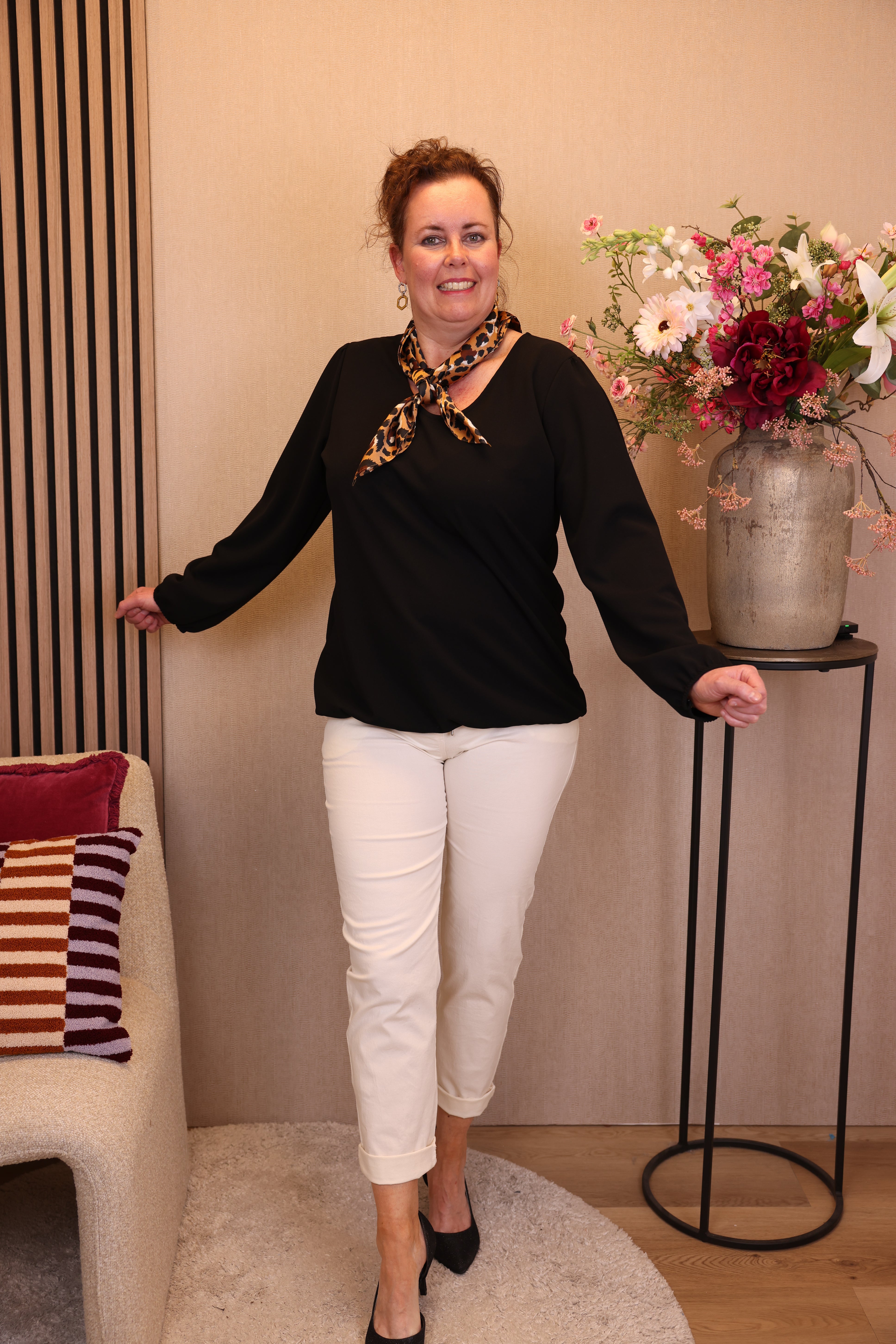 Roos | Ballon top viscose zwart