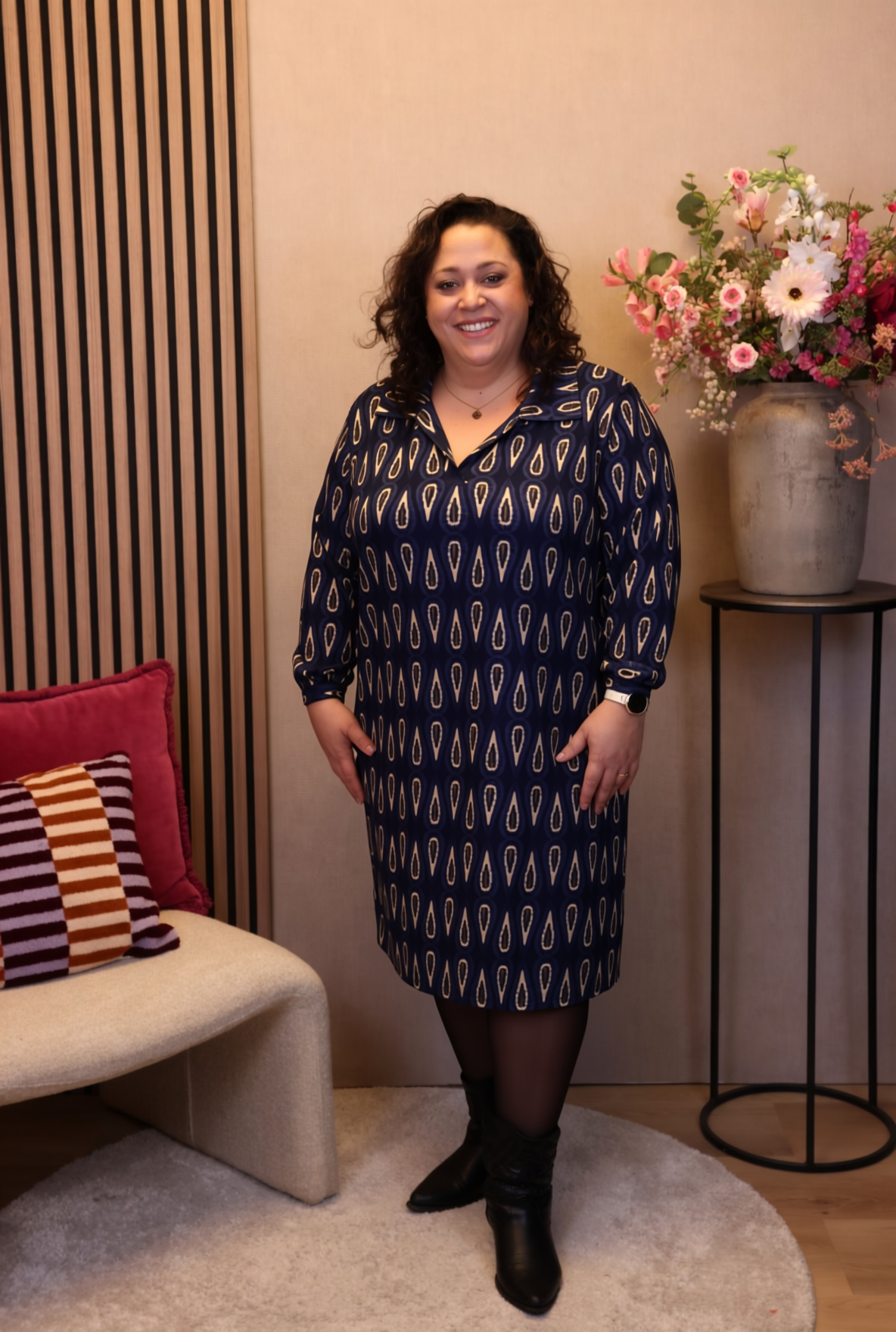 Elara | Jurk blauw met kraagje