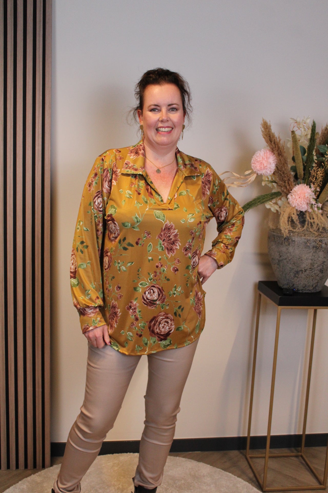 Emma | Blouse geel met kraagje 38 t/m 48