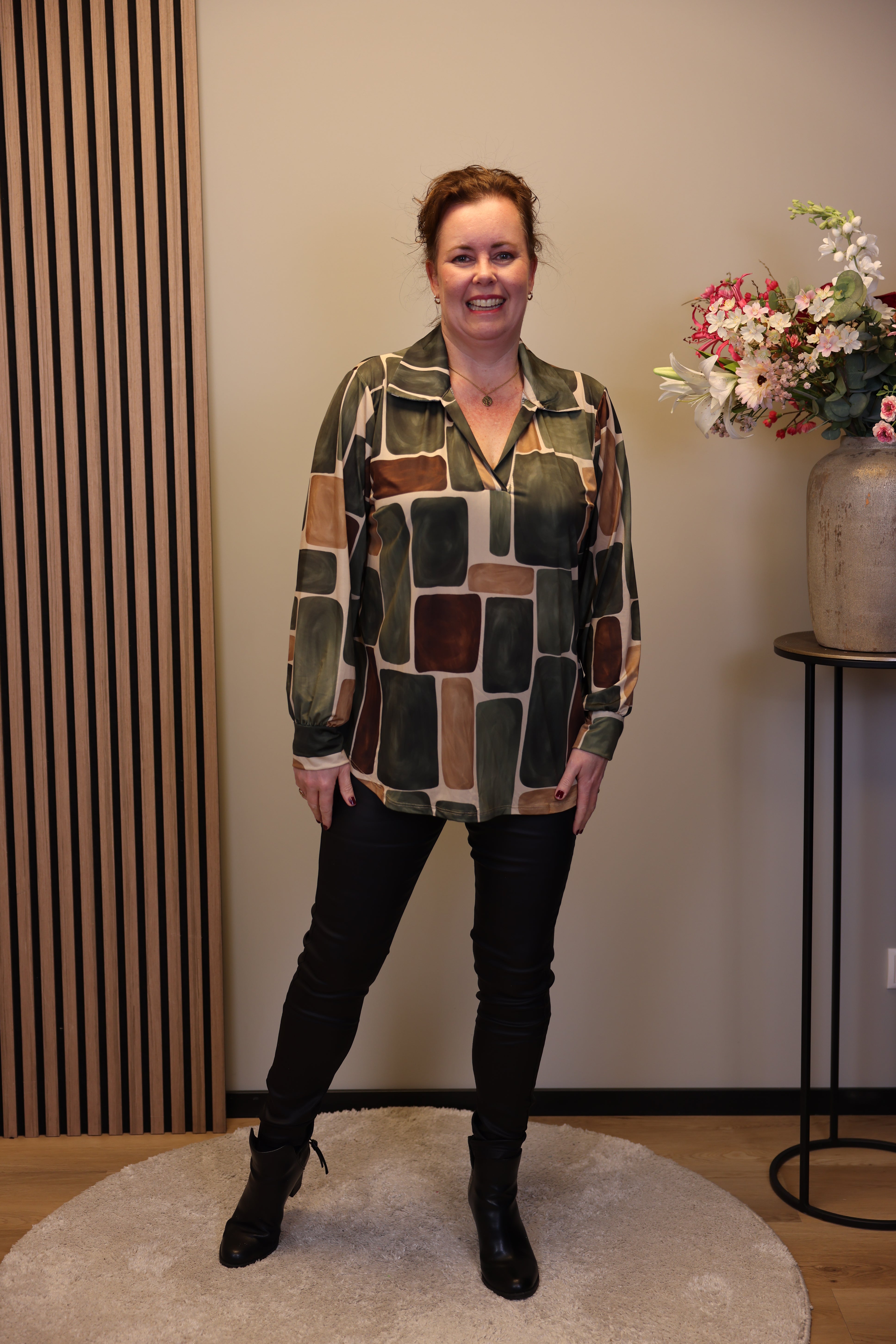 Nora | Blouse met kraagje groen 48 t/m 52