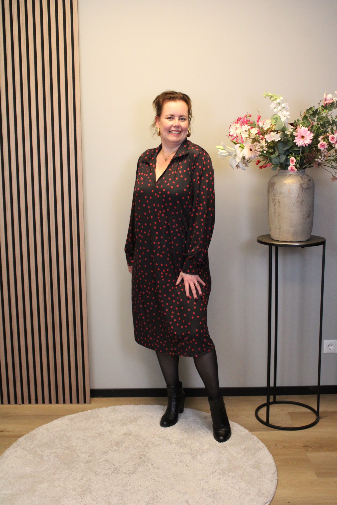 Madeline | Jurk zwart met kraagje 46 t/m 50