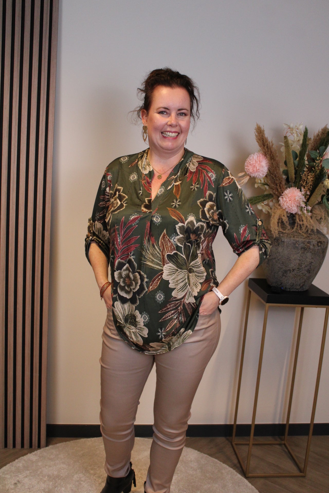Zelma | Blouse groen lange mouw 38 t/m 48
