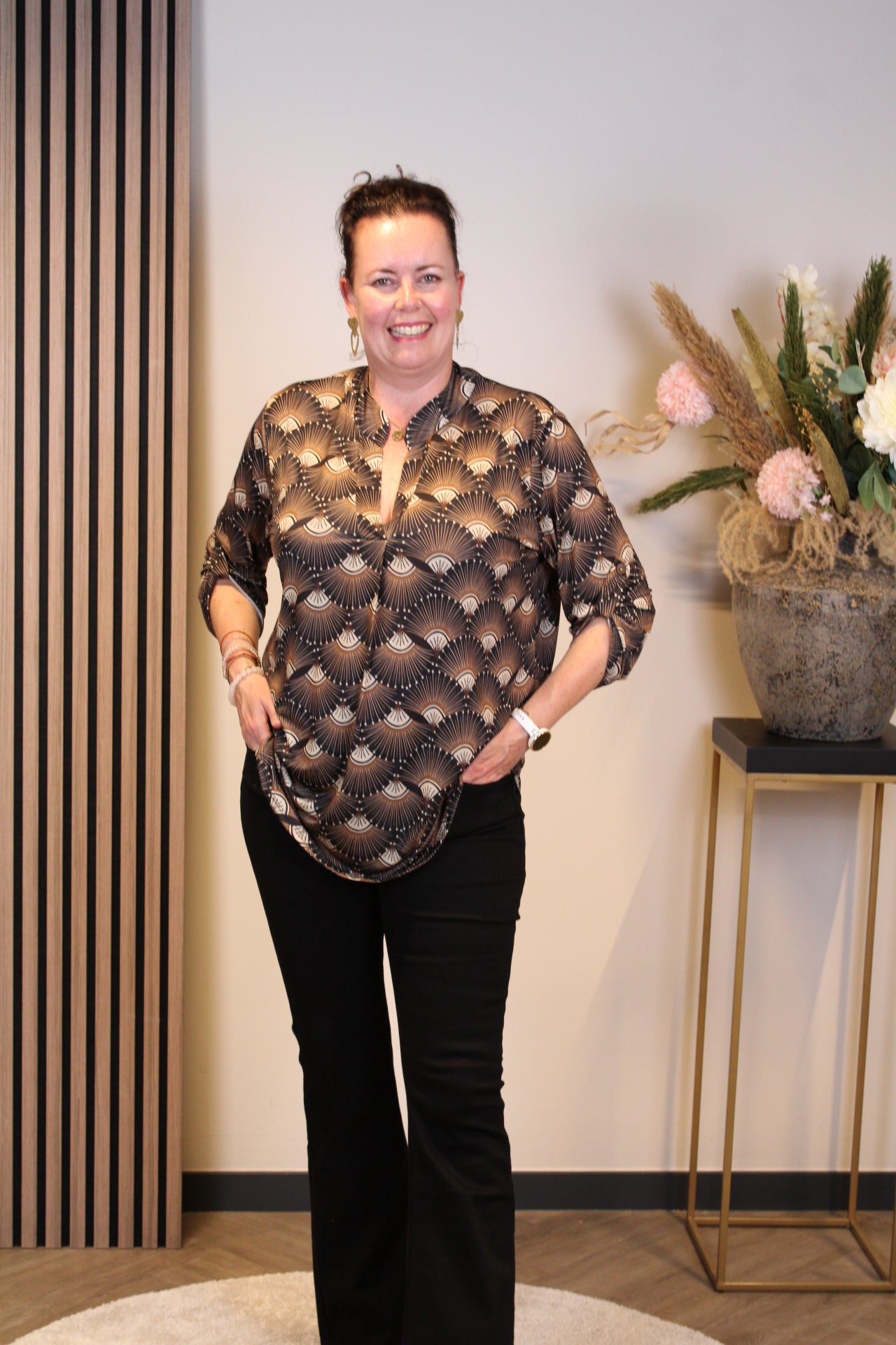 Dora | Blouse zwart lange mouw 48 t/m 52