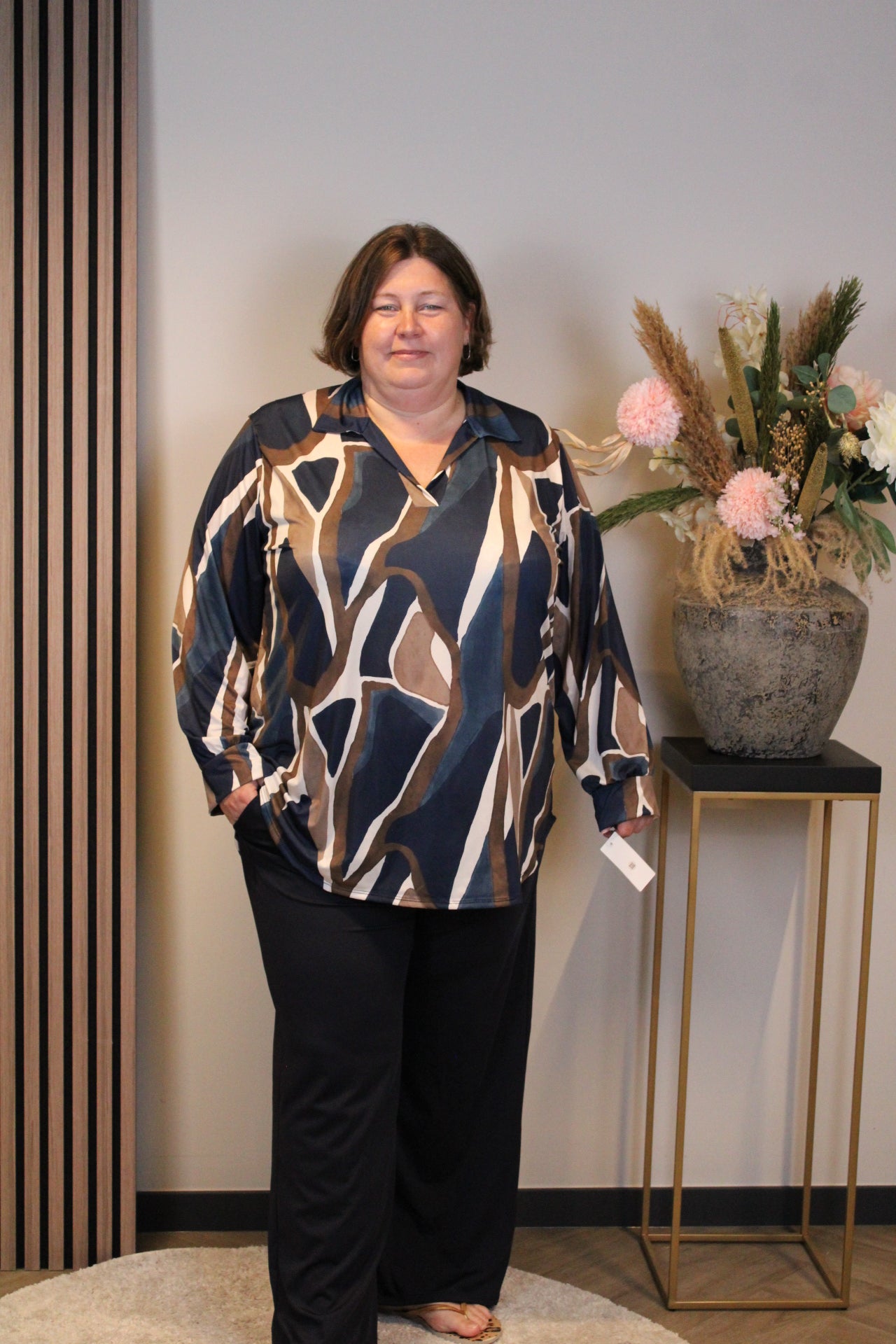 Florien | Blouse blauw met kraagje