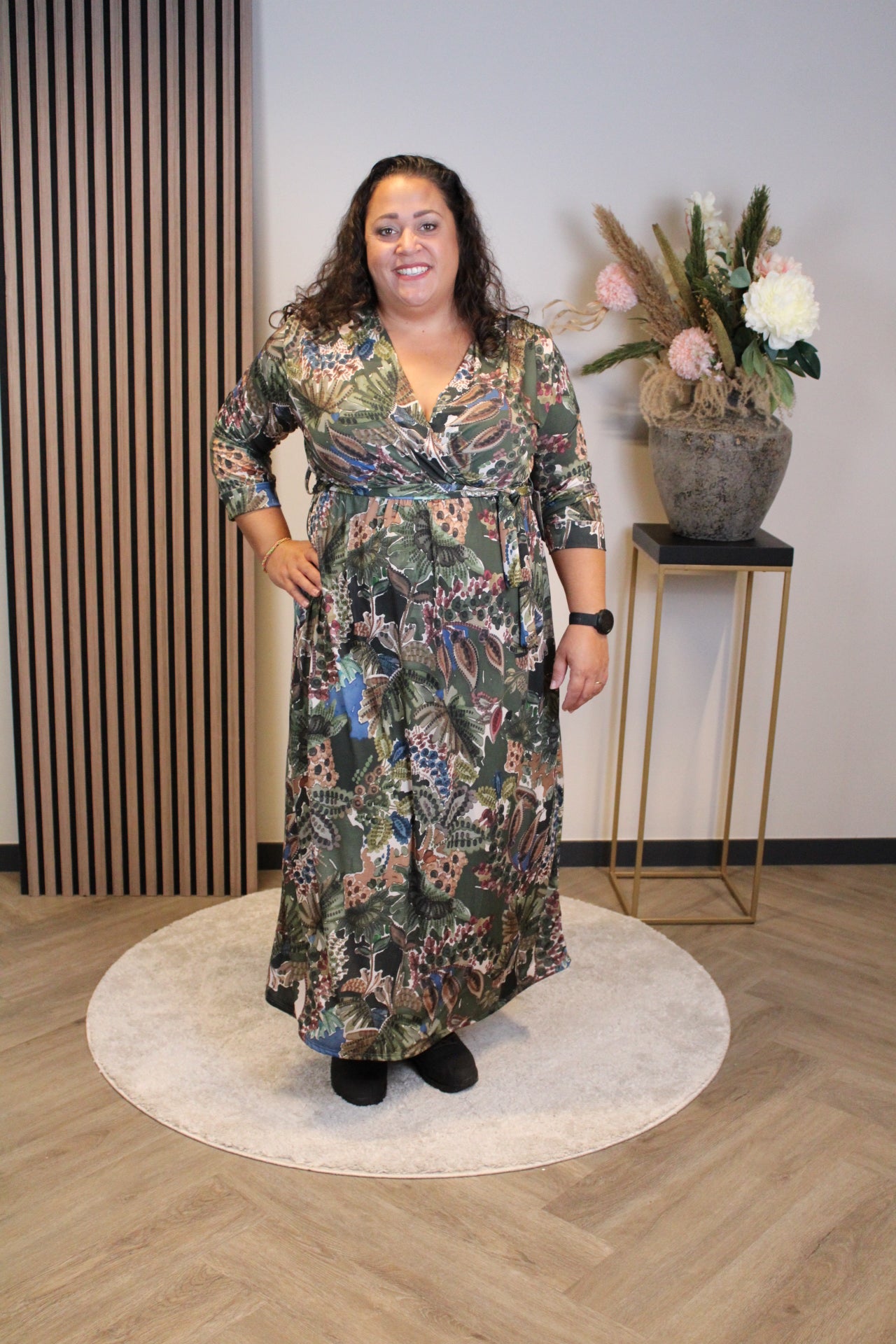 Christa | Jurk groen lange mouw 46 t/m 50