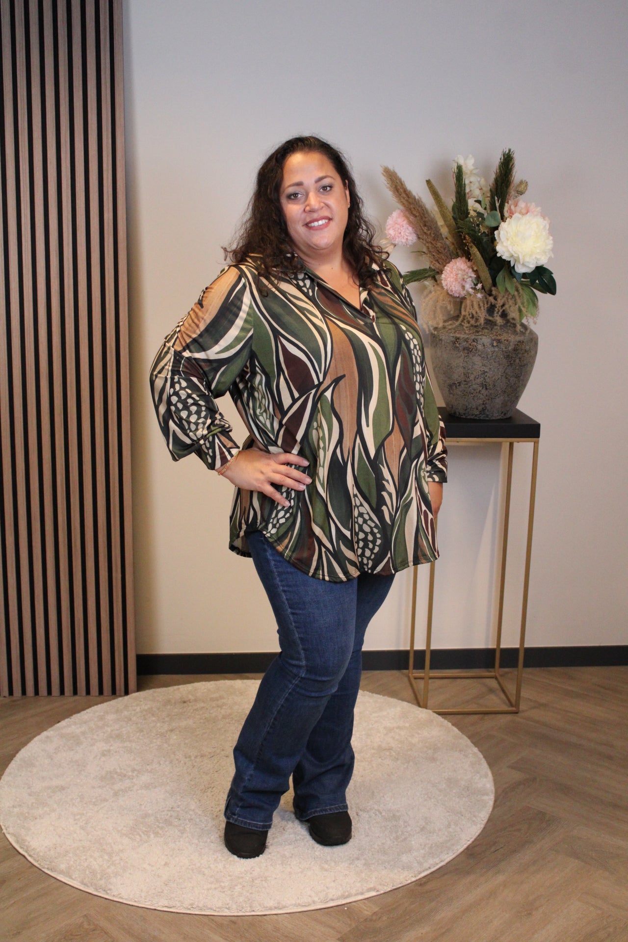 Mona | Blouse met kraagje groen 48 t/m 52