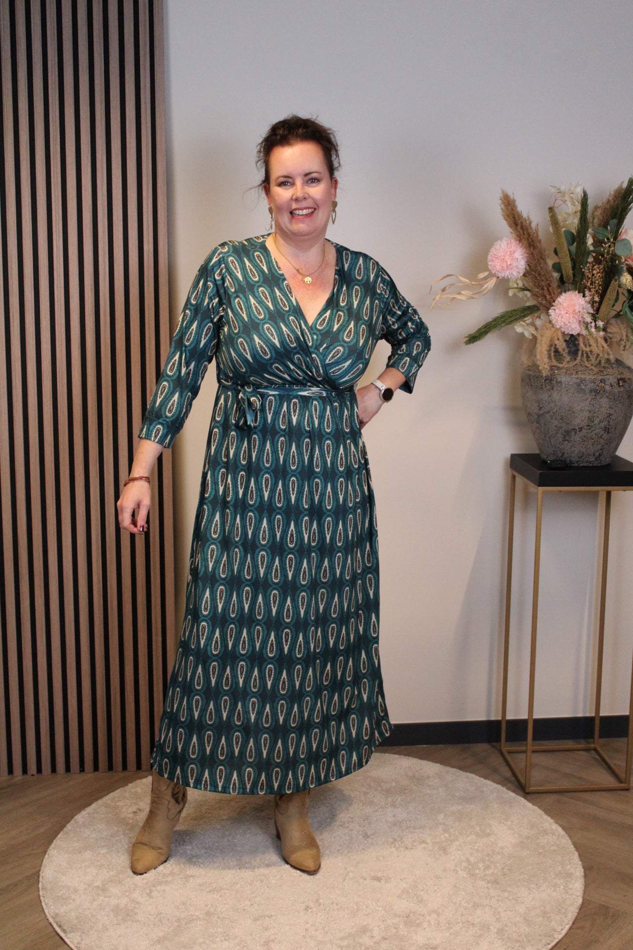 Elisa | Jurk aqua lange mouw 38 t/m 44