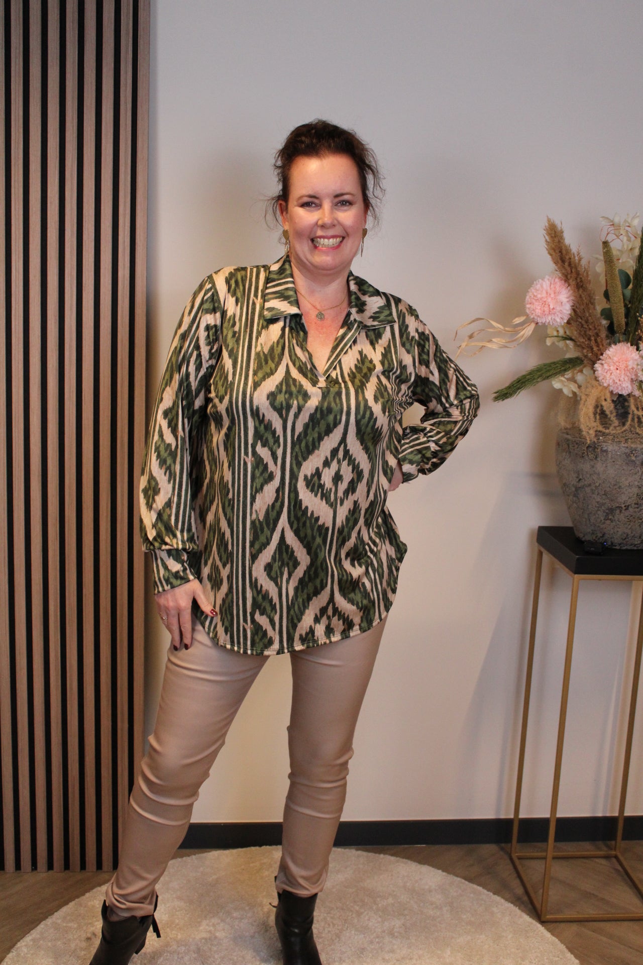 Raina | Blouse met kraagje groen 48 t/m 52