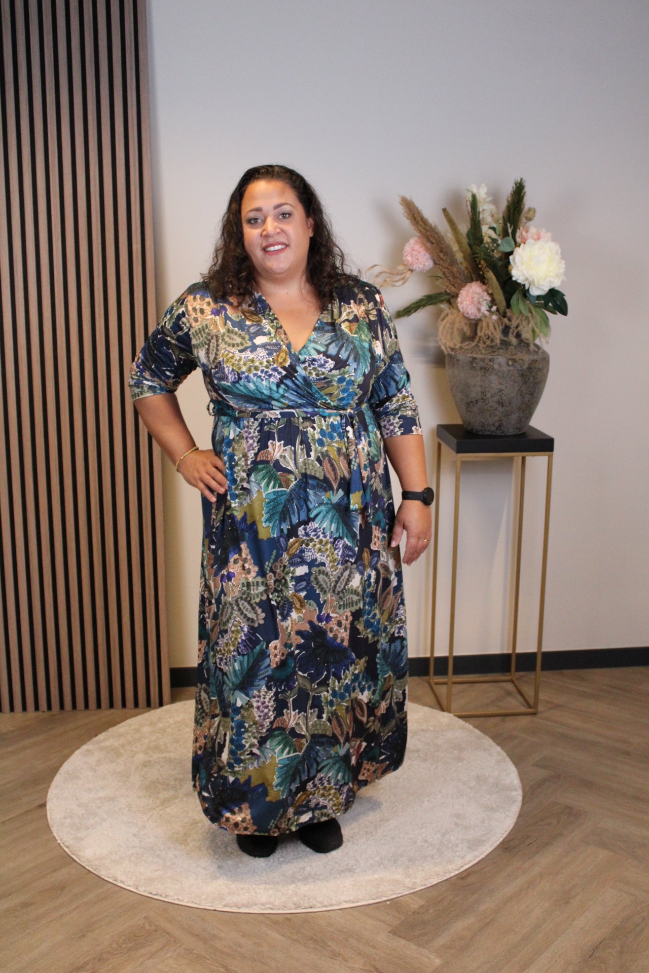 Christa | Jurk blauw lange mouw 46 t/m 50