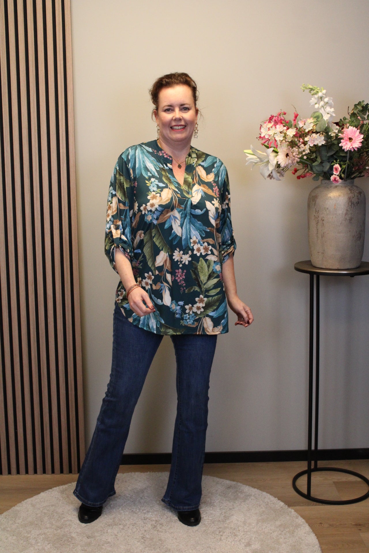 Elise | Blouse aqua lange mouw 38 t/m 48