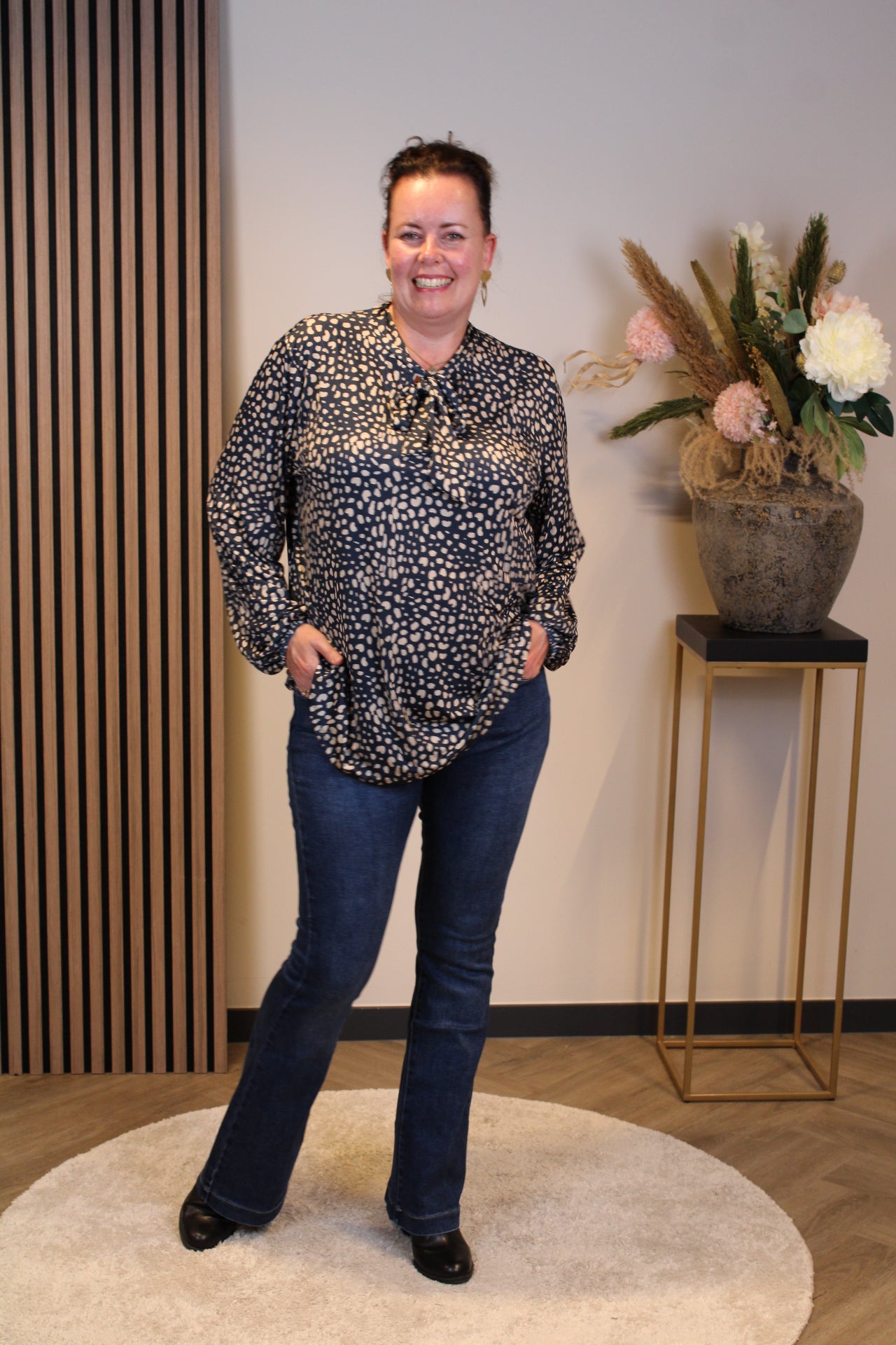 Janneke | Blouse blauw lange mouw 48 t/m 52