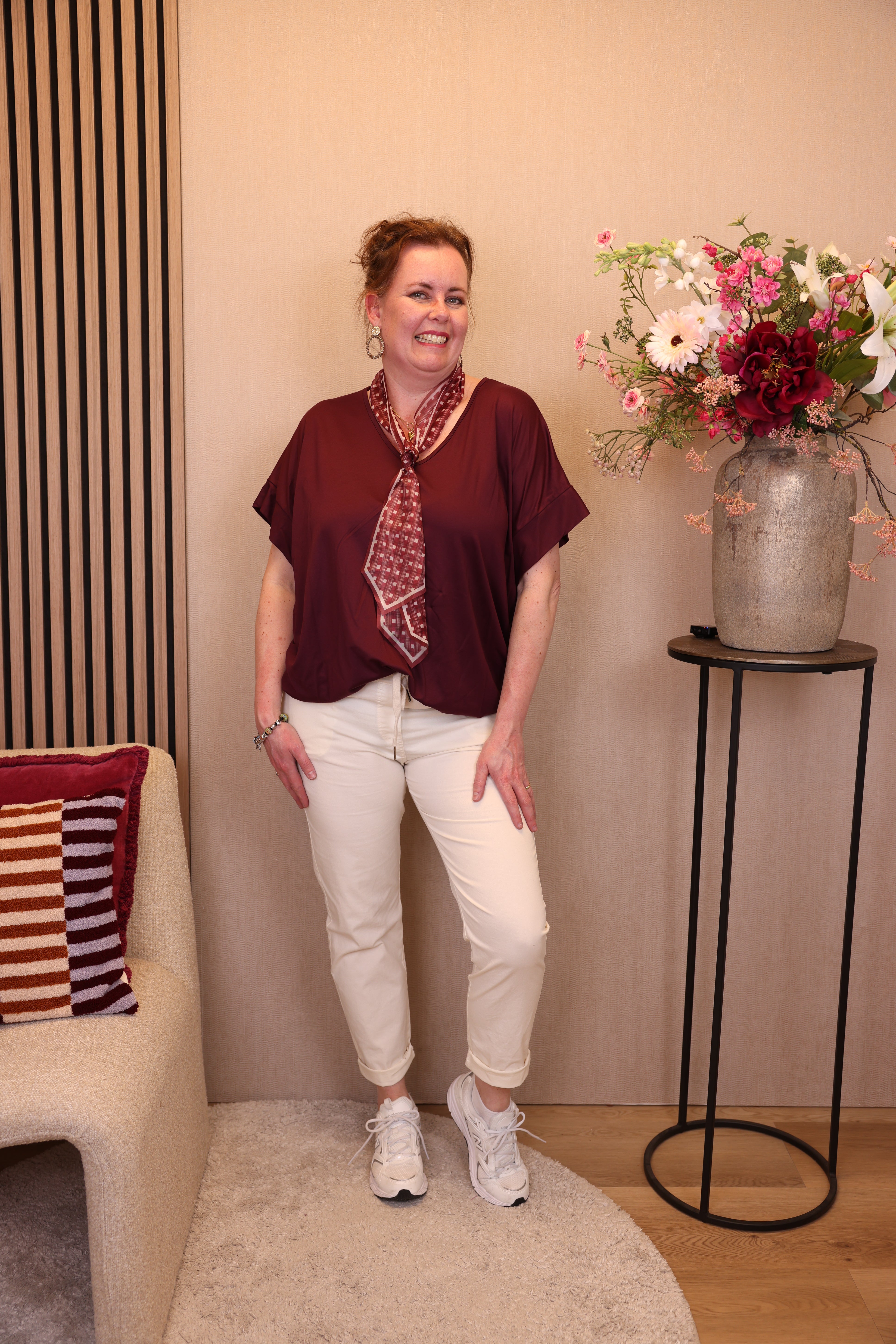 Ina | Top bordeaux + gratis sjaal
